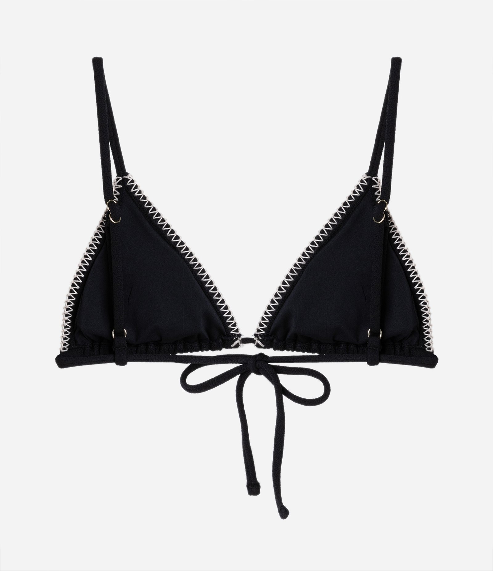 Biquíni Top Cortininha em Tecido Texturizado com Pespontos Contrastantes Preto 6