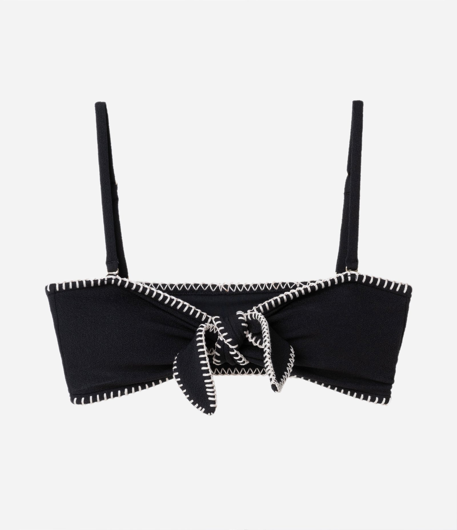 Biquíni Top Bandeau com Amarração e Pesponto Contrastante Preto 5