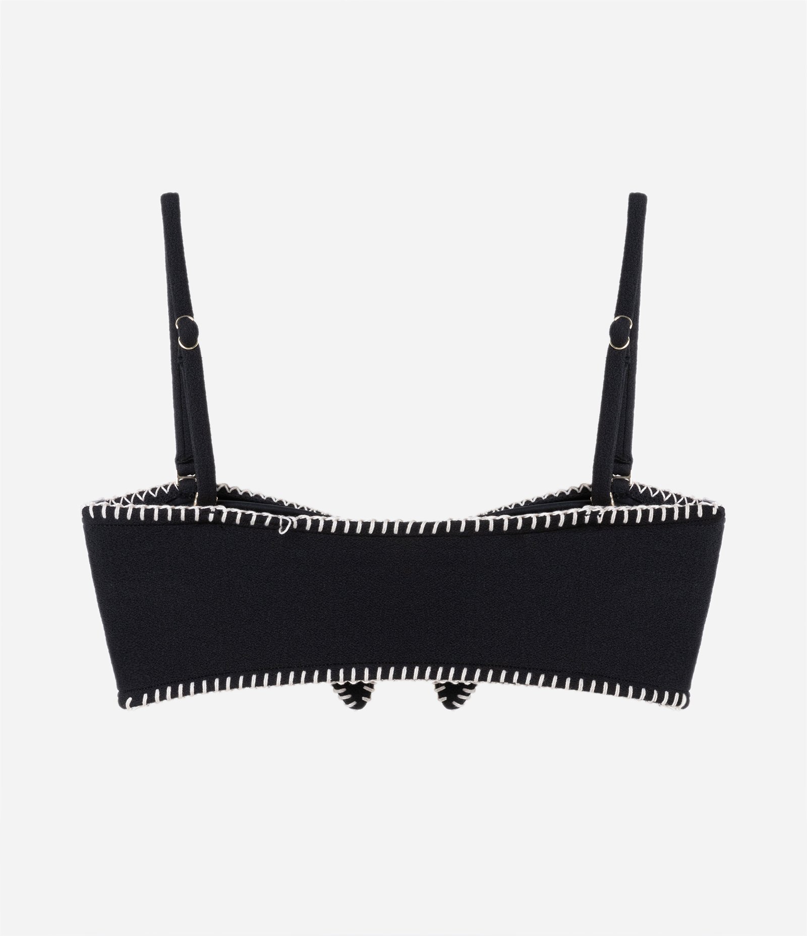 Biquíni Top Bandeau com Amarração e Pesponto Contrastante Preto 6
