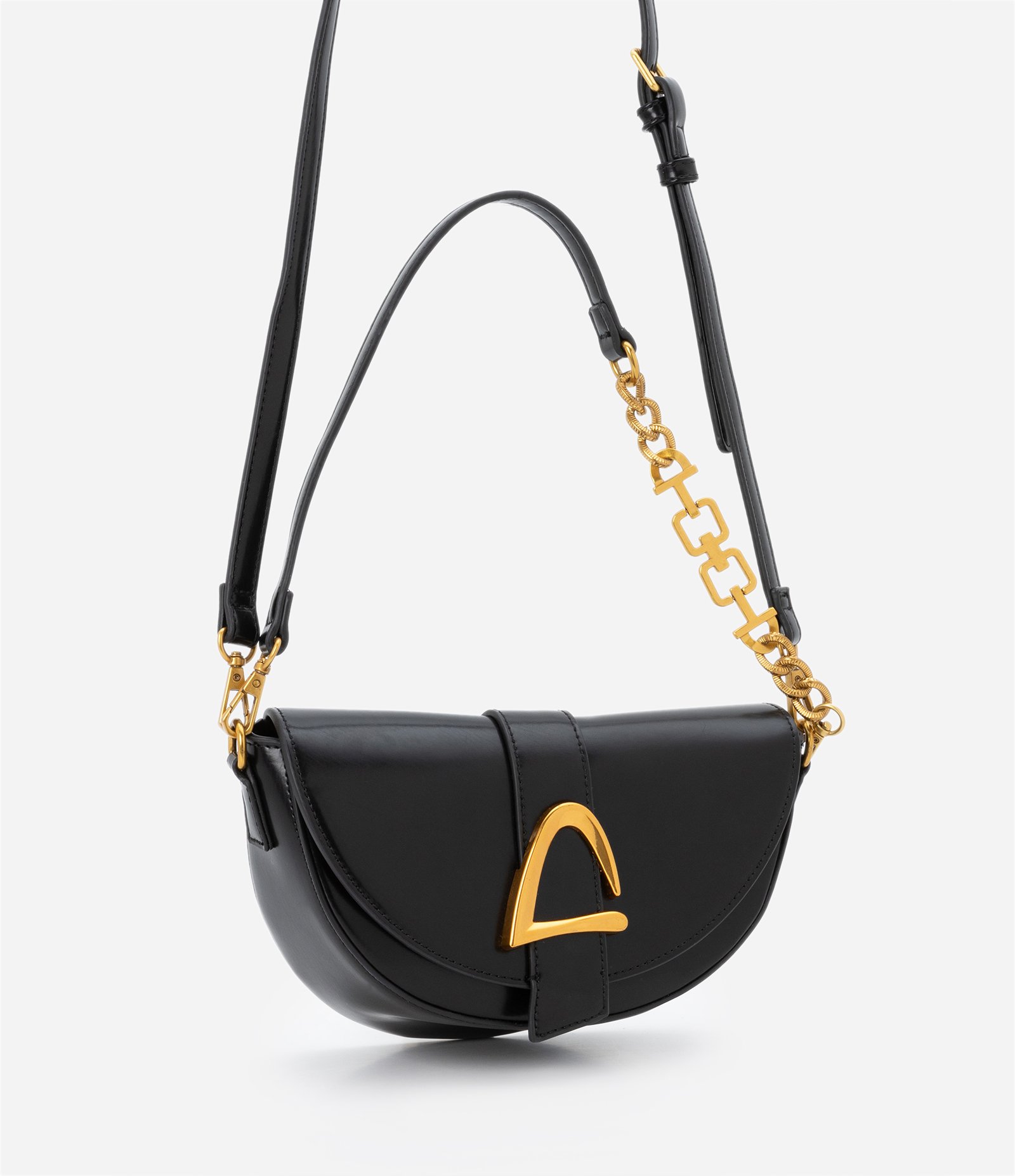 Bolsa Baguete Média com Alça em Corrente e Detalhe Metálico Preto 3