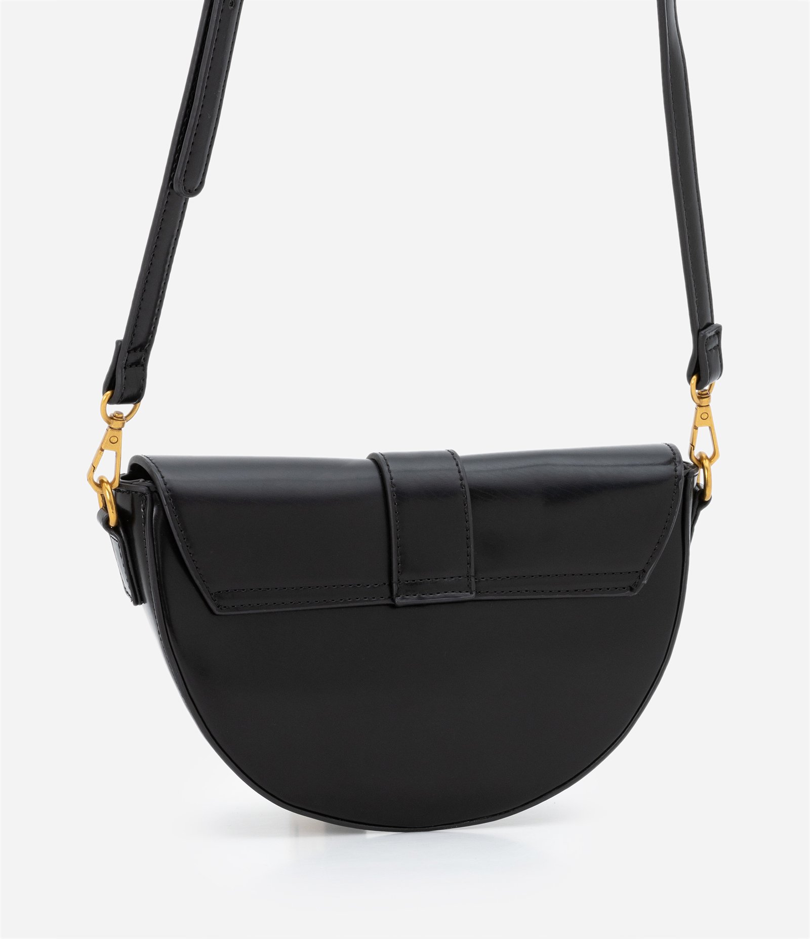 Bolsa Baguete Média com Alça em Corrente e Detalhe Metálico Preto 5
