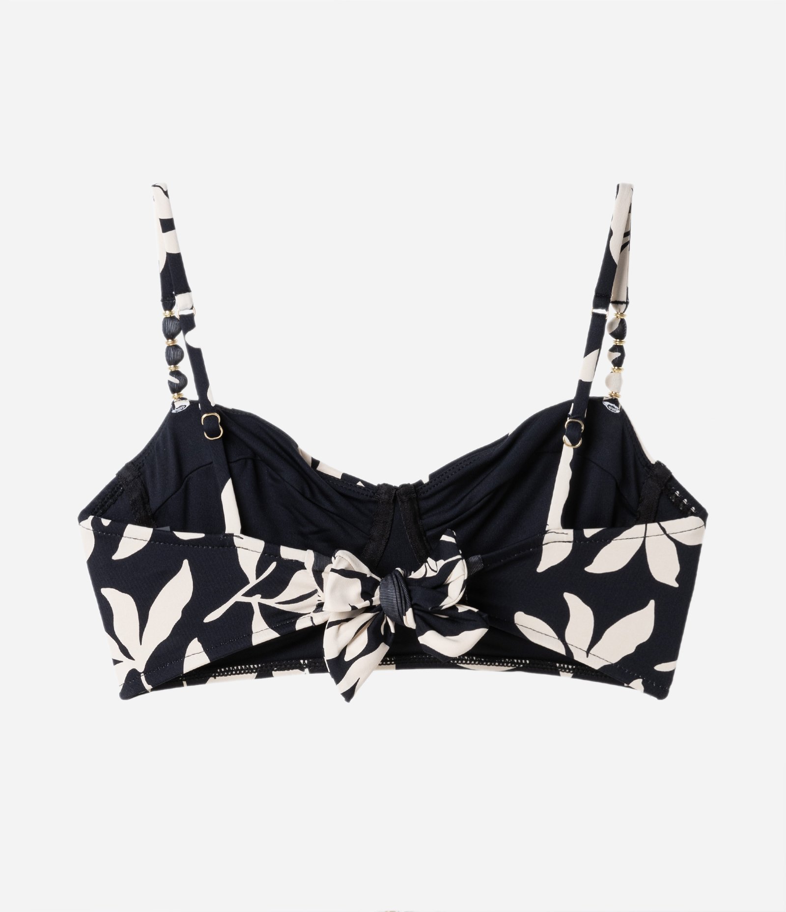 Biquíni Top Meia Taça em Poliamida com Estampa Folhagens Preto 6