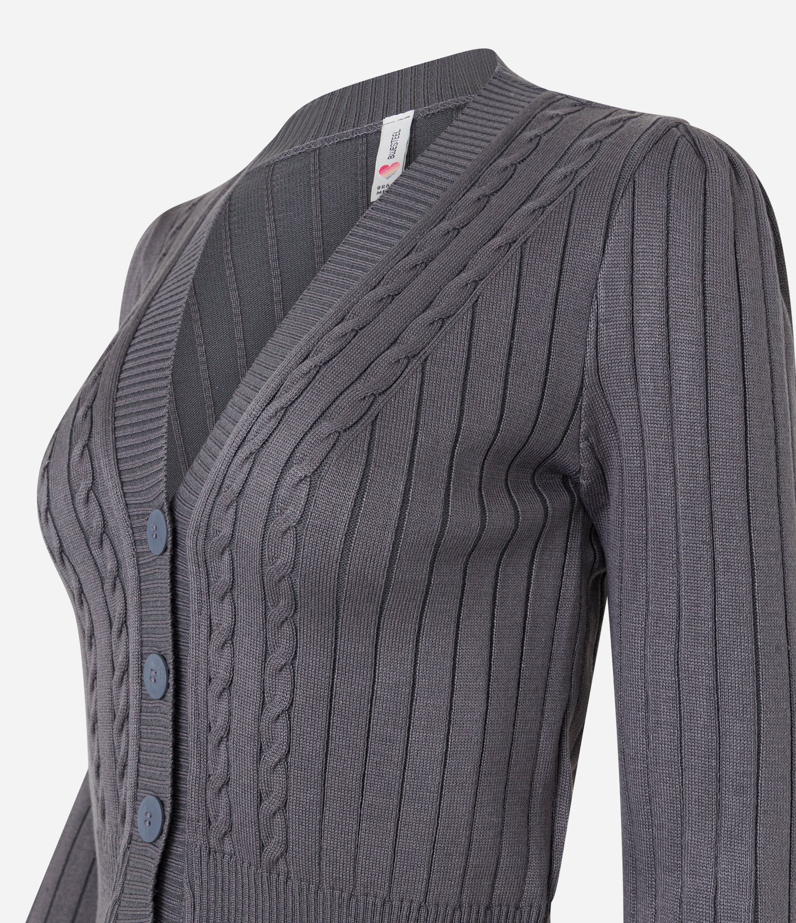 Cardigan em Tricô Texturizado e Botões Cinza 6