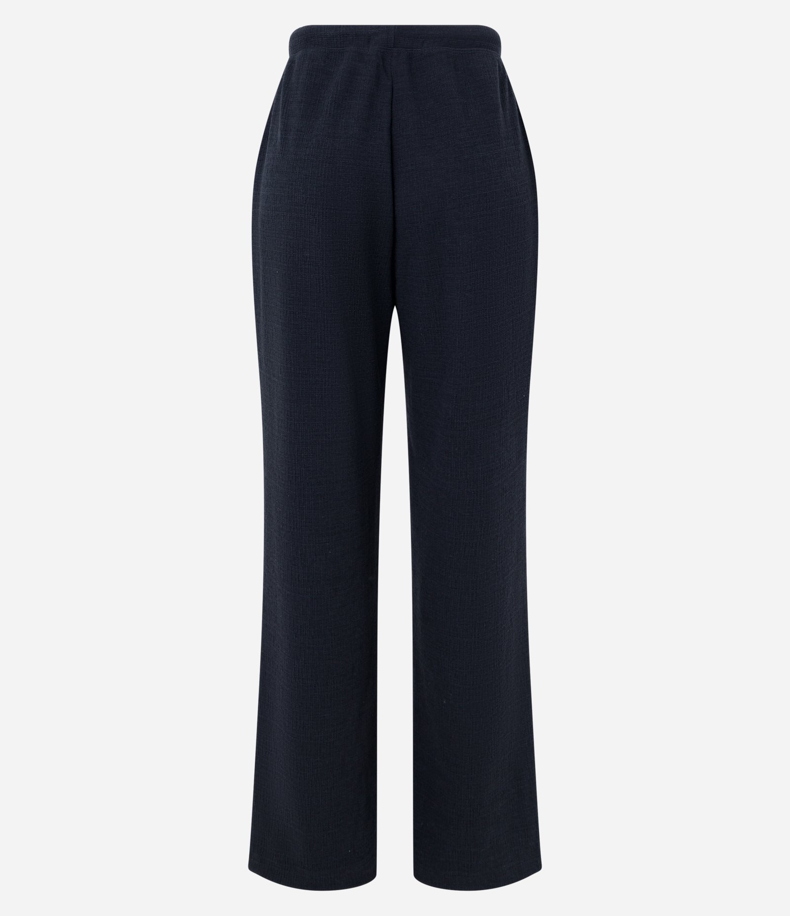 Calça Reta Texturizada com Amarração no Cós e Bolsos Faca Preto 7