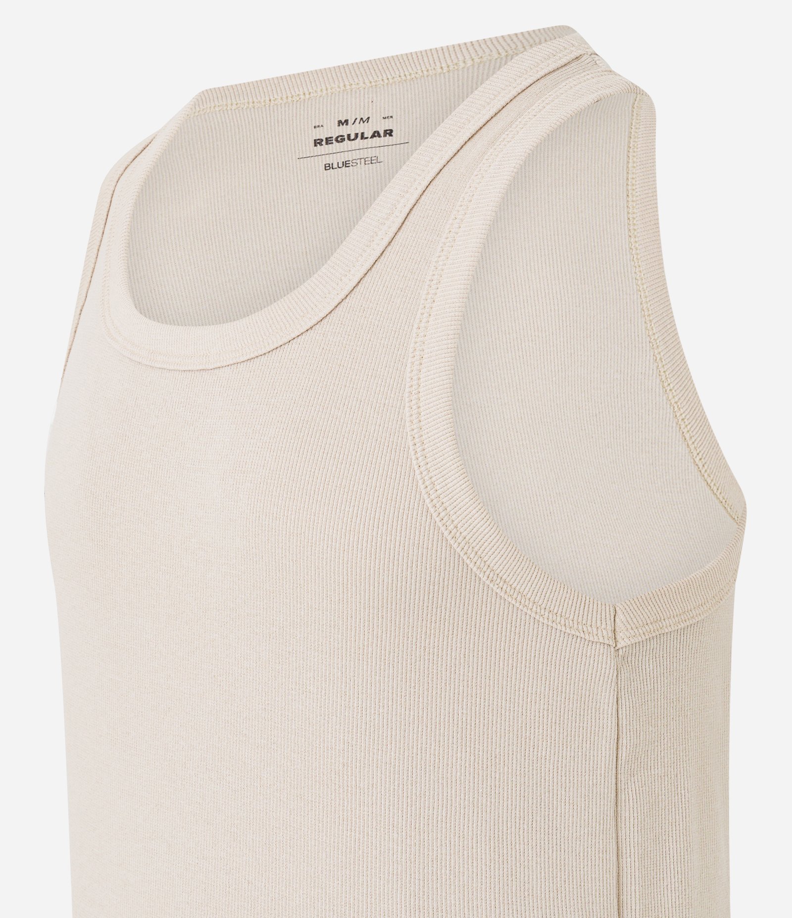 Regata Regular Básica em Ribana de Algodão Bege 7