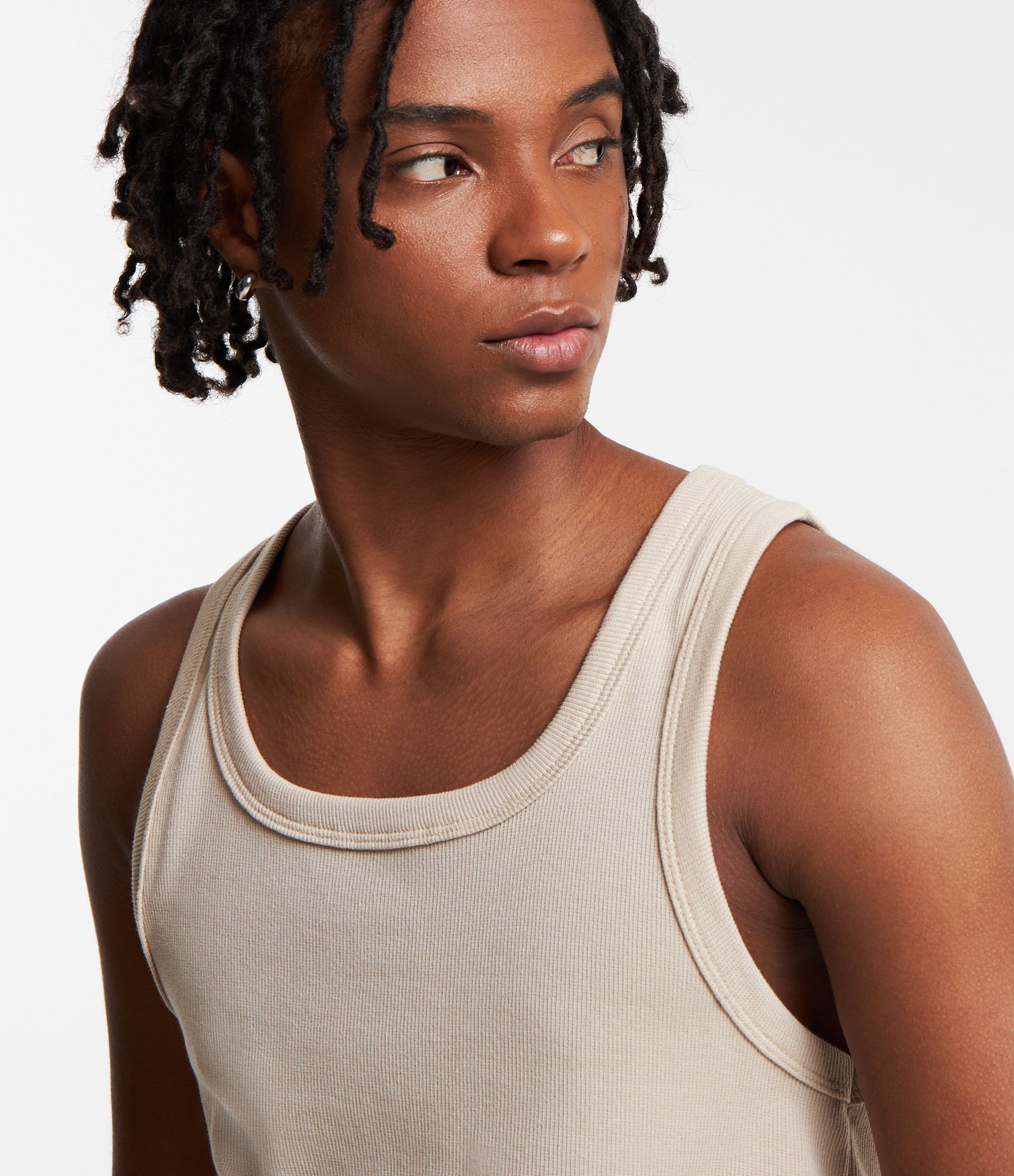 Regata Regular Básica em Ribana de Algodão Bege 4