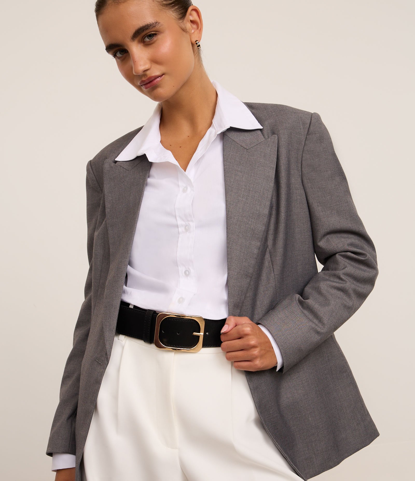 Cinto Médio em PU com Fivela Quadrada Preto 1