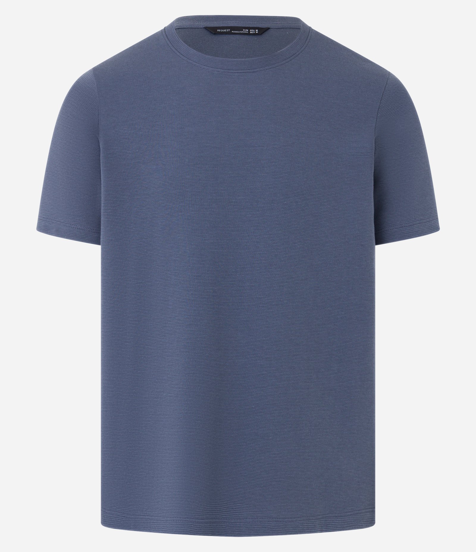 Camiseta Slim em Algodão Peruano com Textura Canelada Azul Petróleo 5