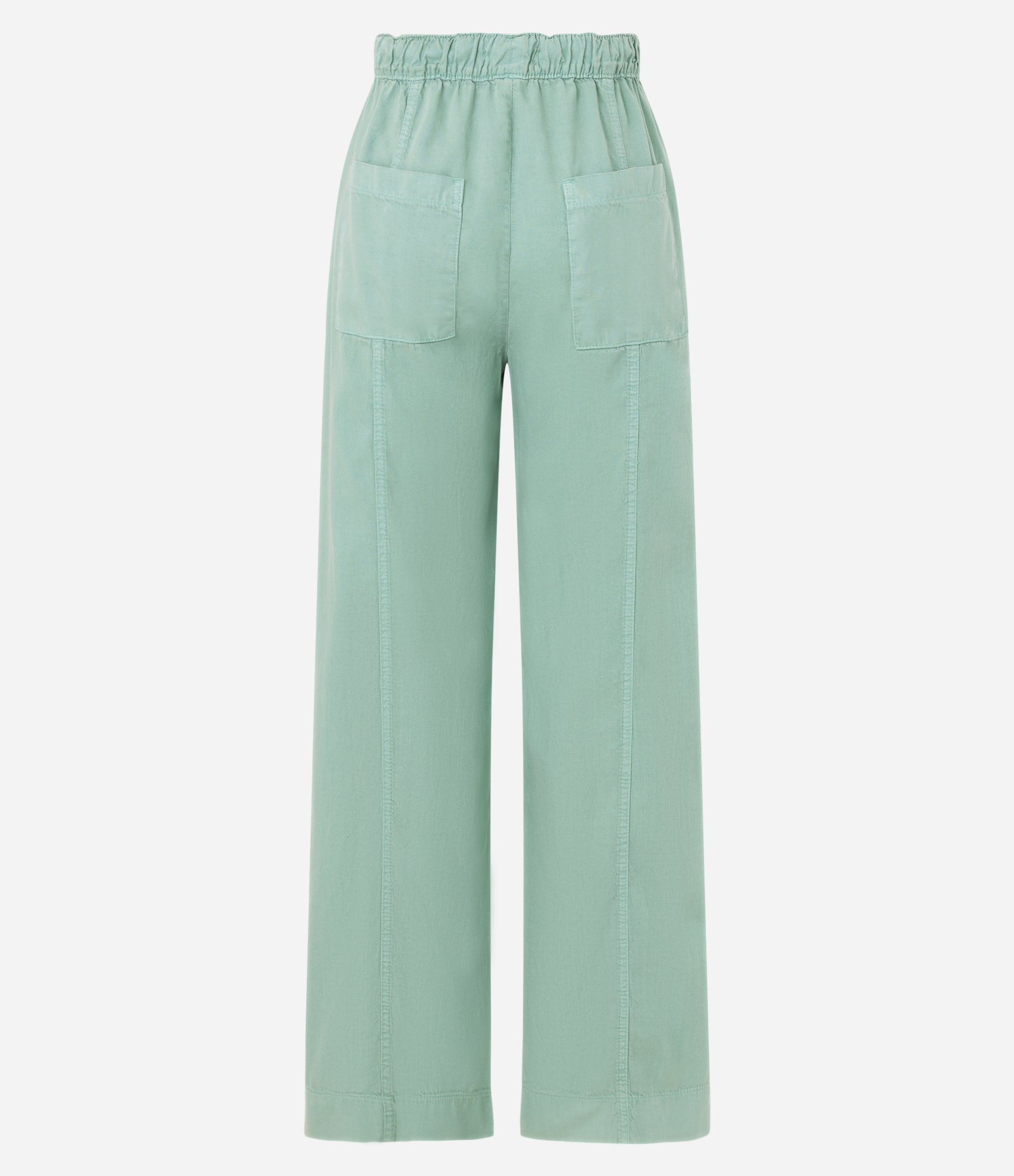 Calça Wide Leg em Sarja com Amarração e Recortes Verde 2