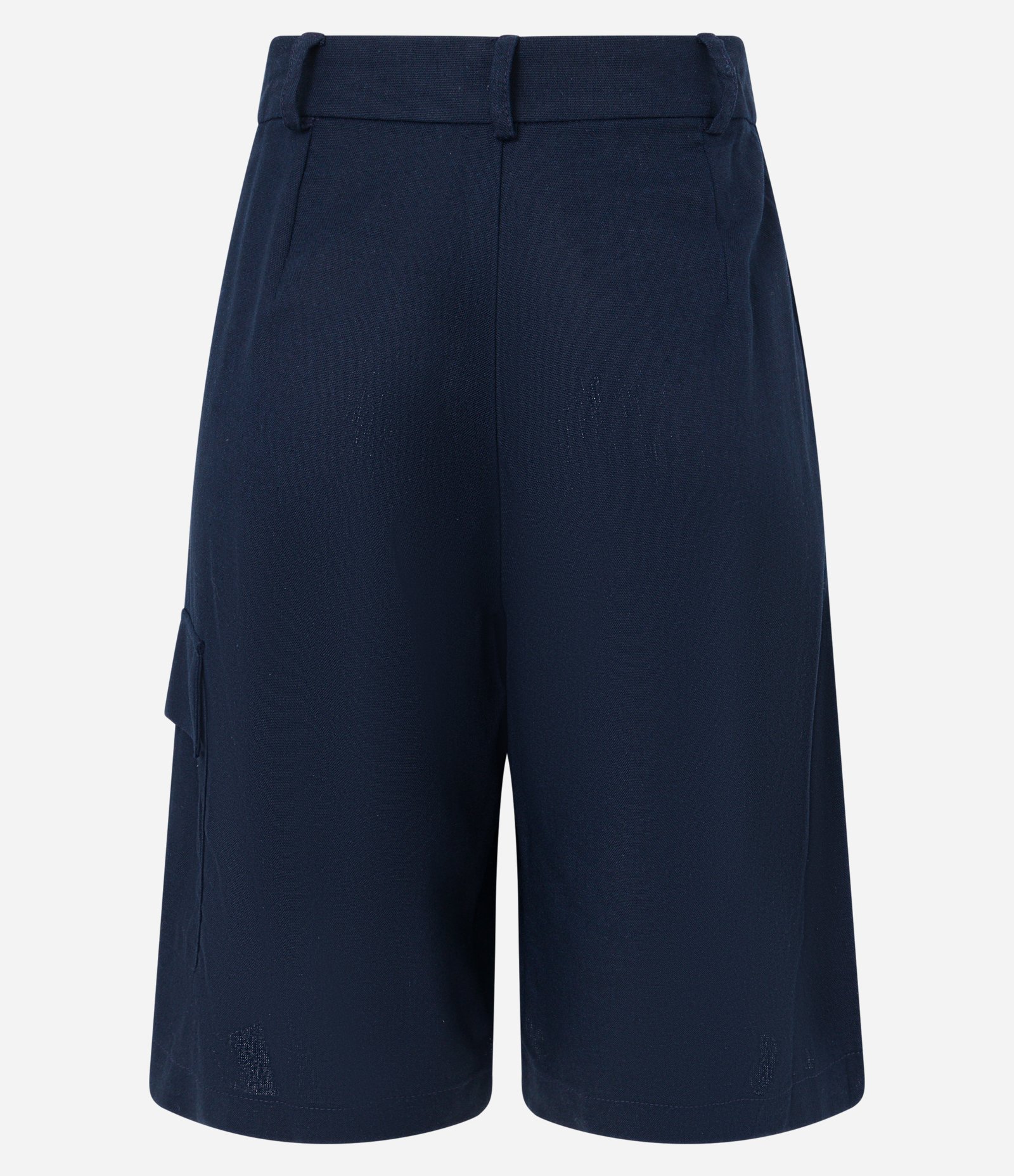 Bermuda Alongada em Viscolinho com Bolso Lateral Azul Marinho 7