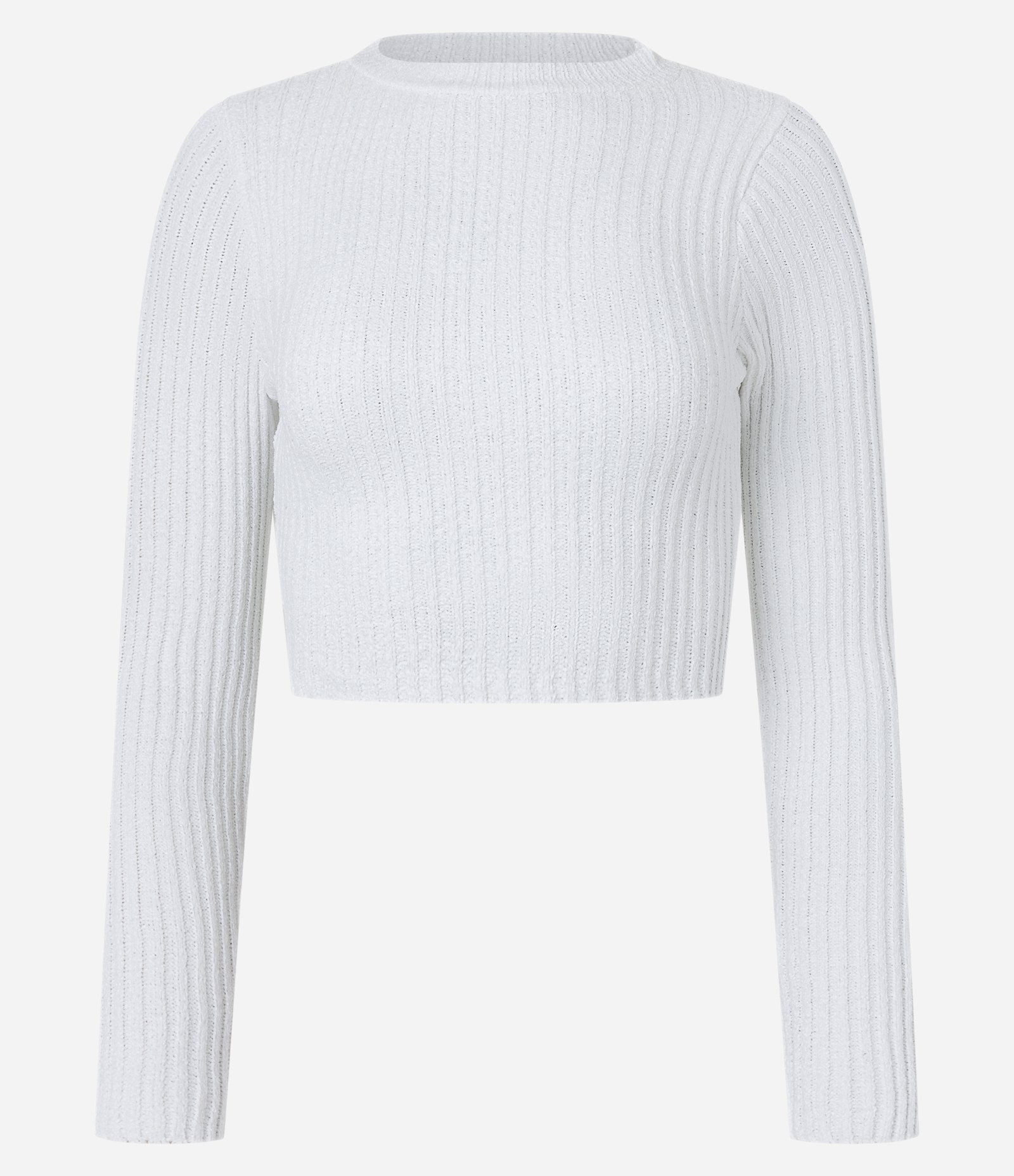 Blusa Cropped em Chenille com Texturas Branco 5