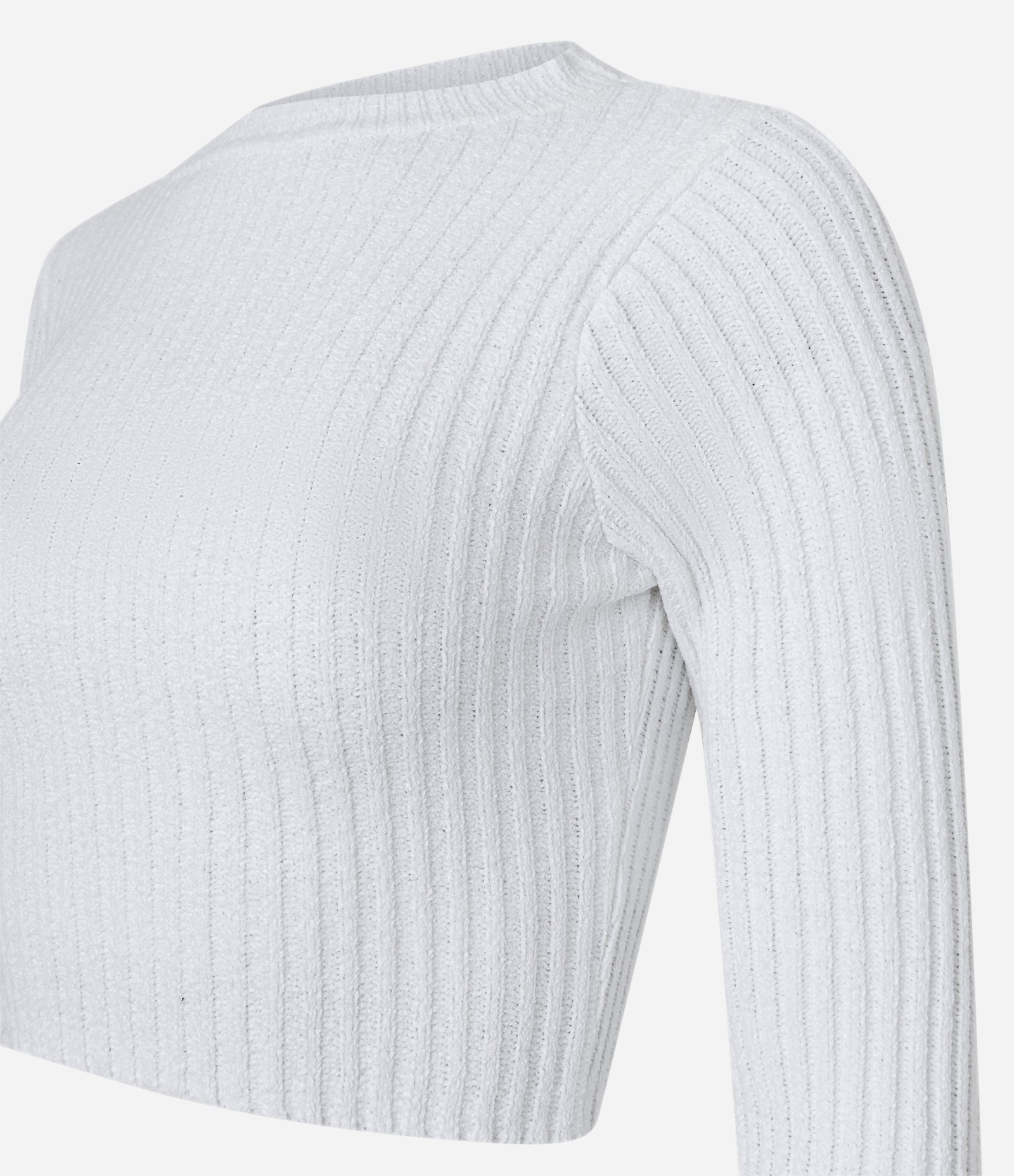 Blusa Cropped em Chenille com Texturas Branco 6