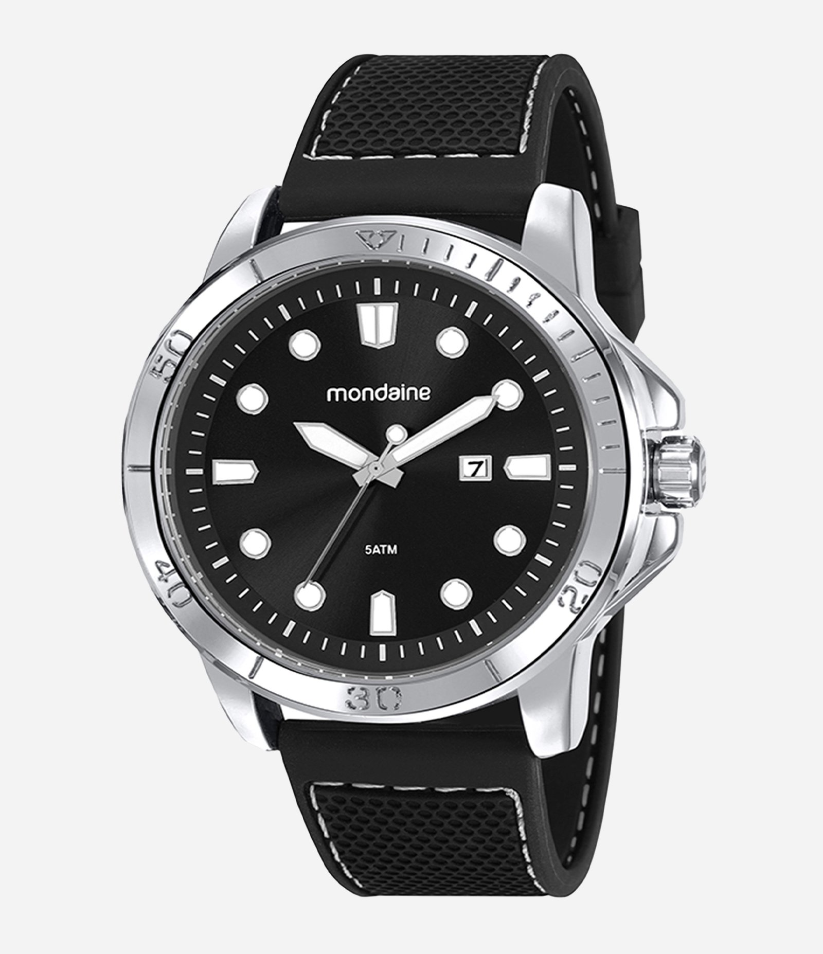 Relógio Masculino Mondaine Analógico de Metal com Caixa de Metal e Pulseira de Silicone Preto 1