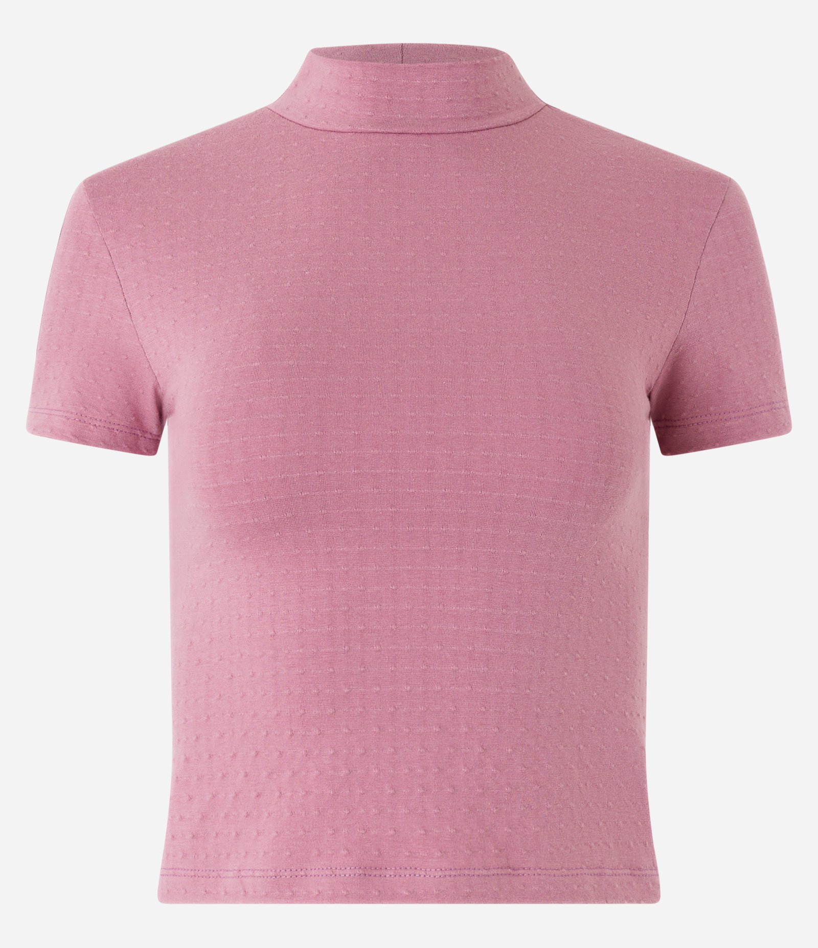 Blusa em Algodão Texturizada com Gola Alta Rosa 5