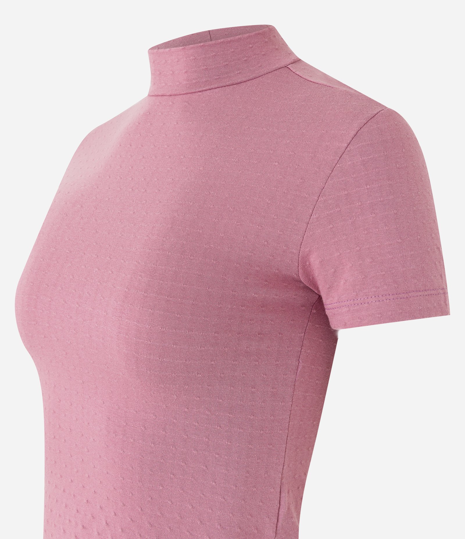 Blusa em Algodão Texturizada com Gola Alta Rosa 6