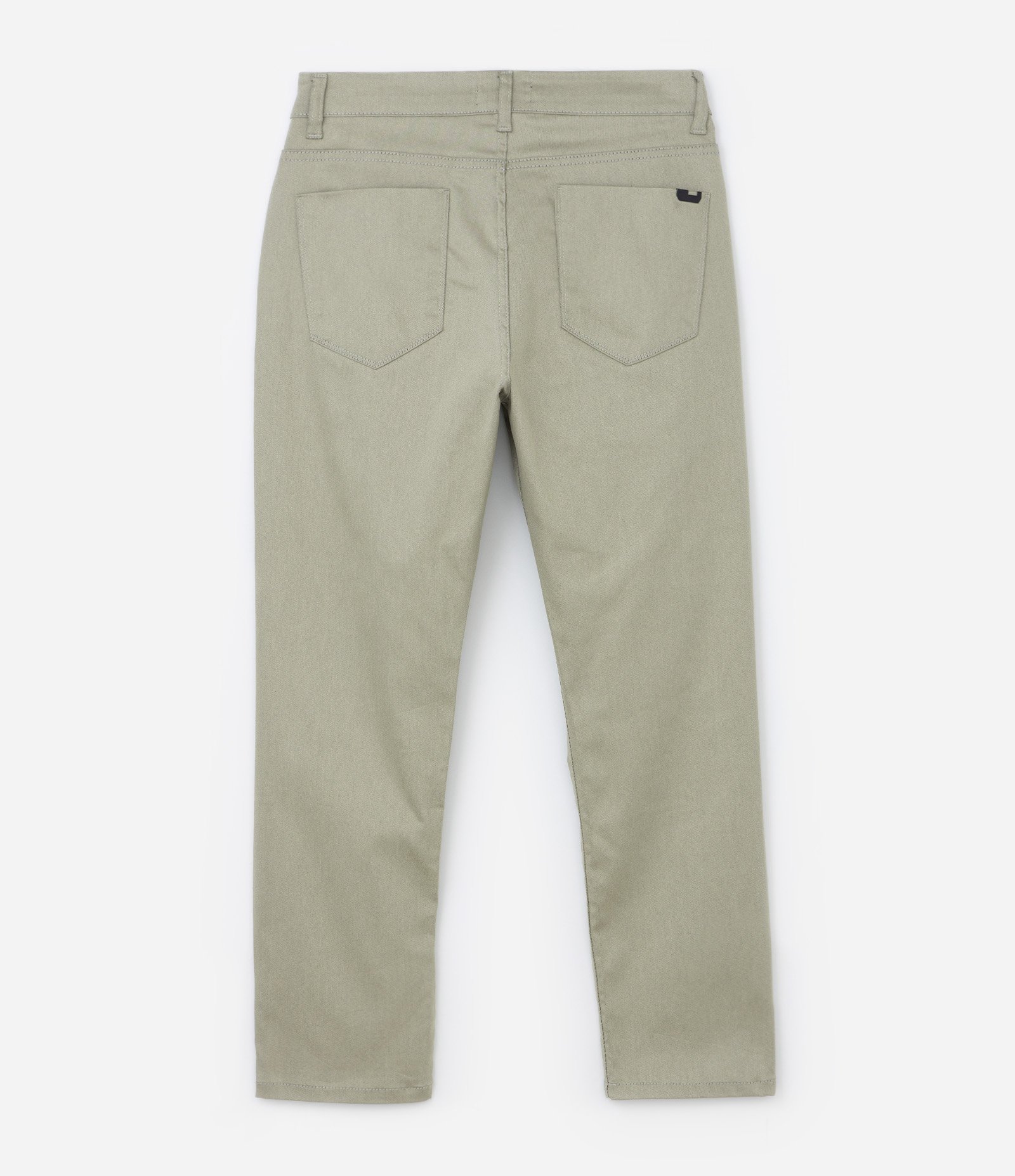 Calça Slim Cropped em Sarja com Bolsos Bege Acinzentado 2