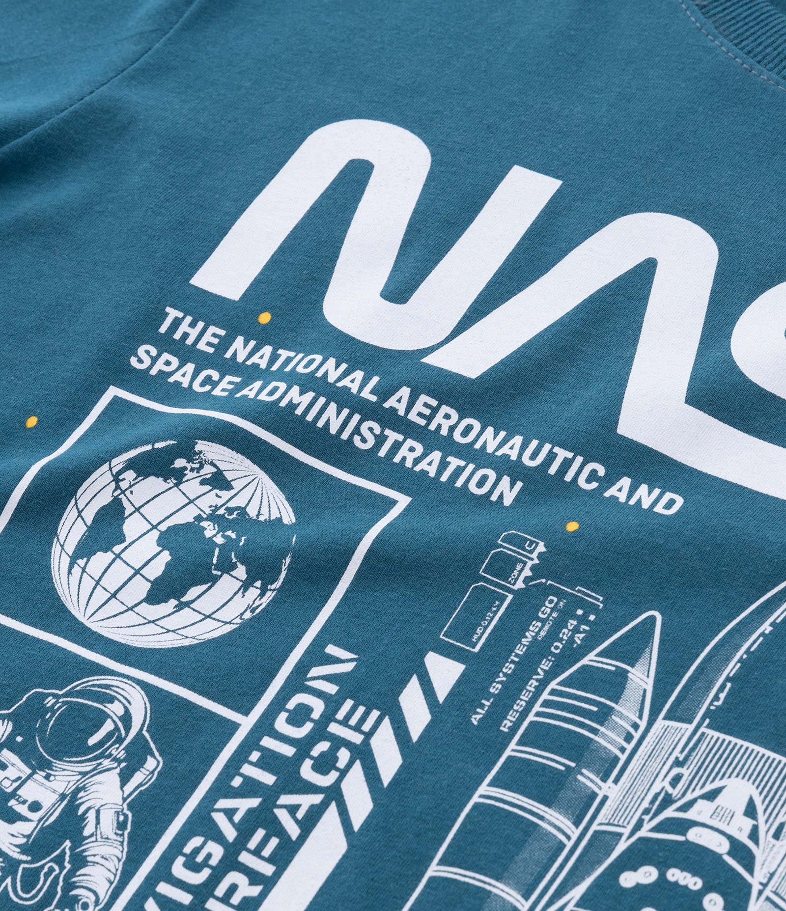 Camiseta Infantil com Estampa da Nasa com Foguete - Tam 5 a 14 anos Verde 3