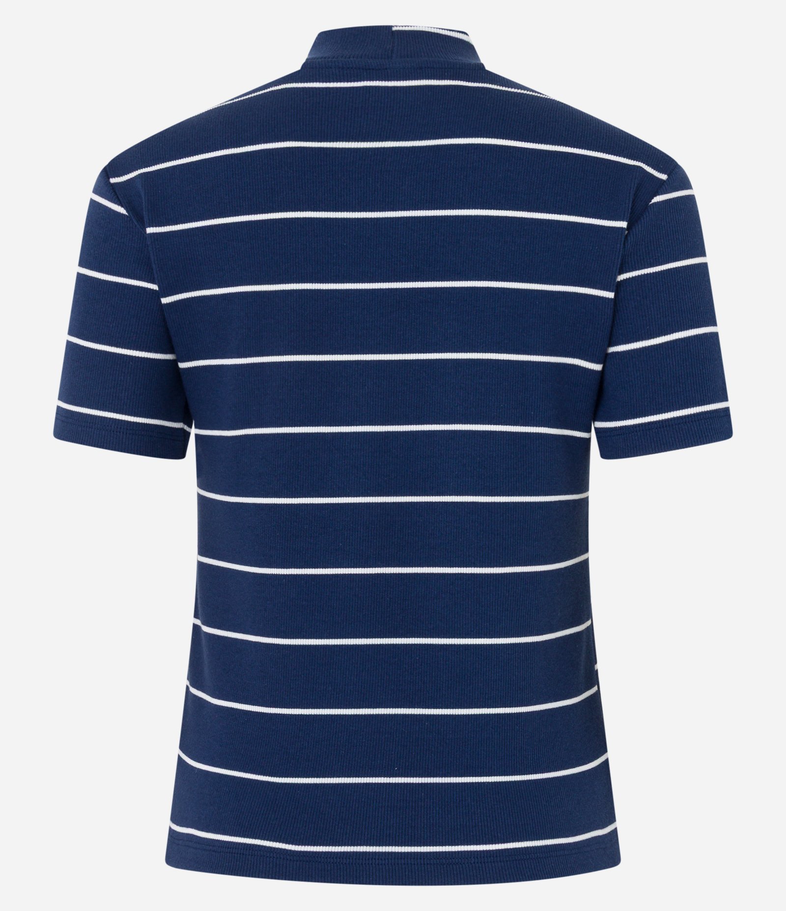 Blusa em Ribana com Golinha Média e Estampa Listrada Azul Marinho 7