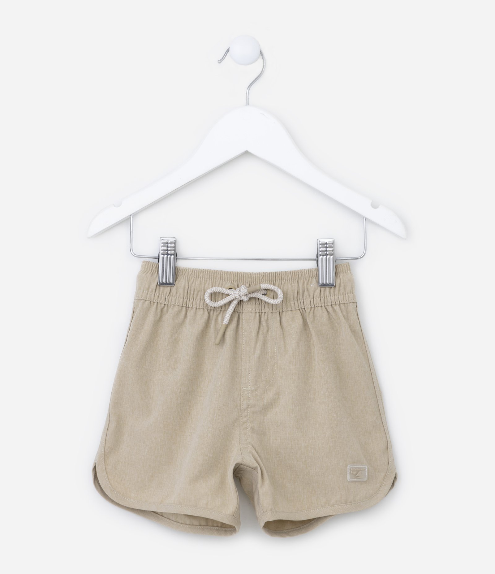 Bermuda Infantil com Cós Elástico e Etiqueta na Barra - Tam 1 a 5 Anos Bege 1