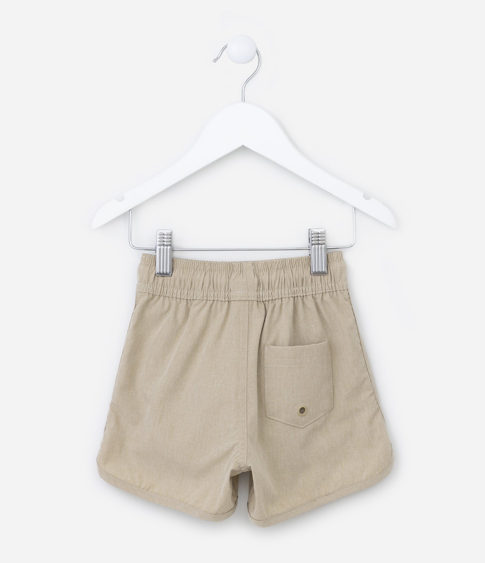 Bermuda Infantil com Cós Elástico e Etiqueta na Barra - Tam 1 a 5 Anos Bege 2