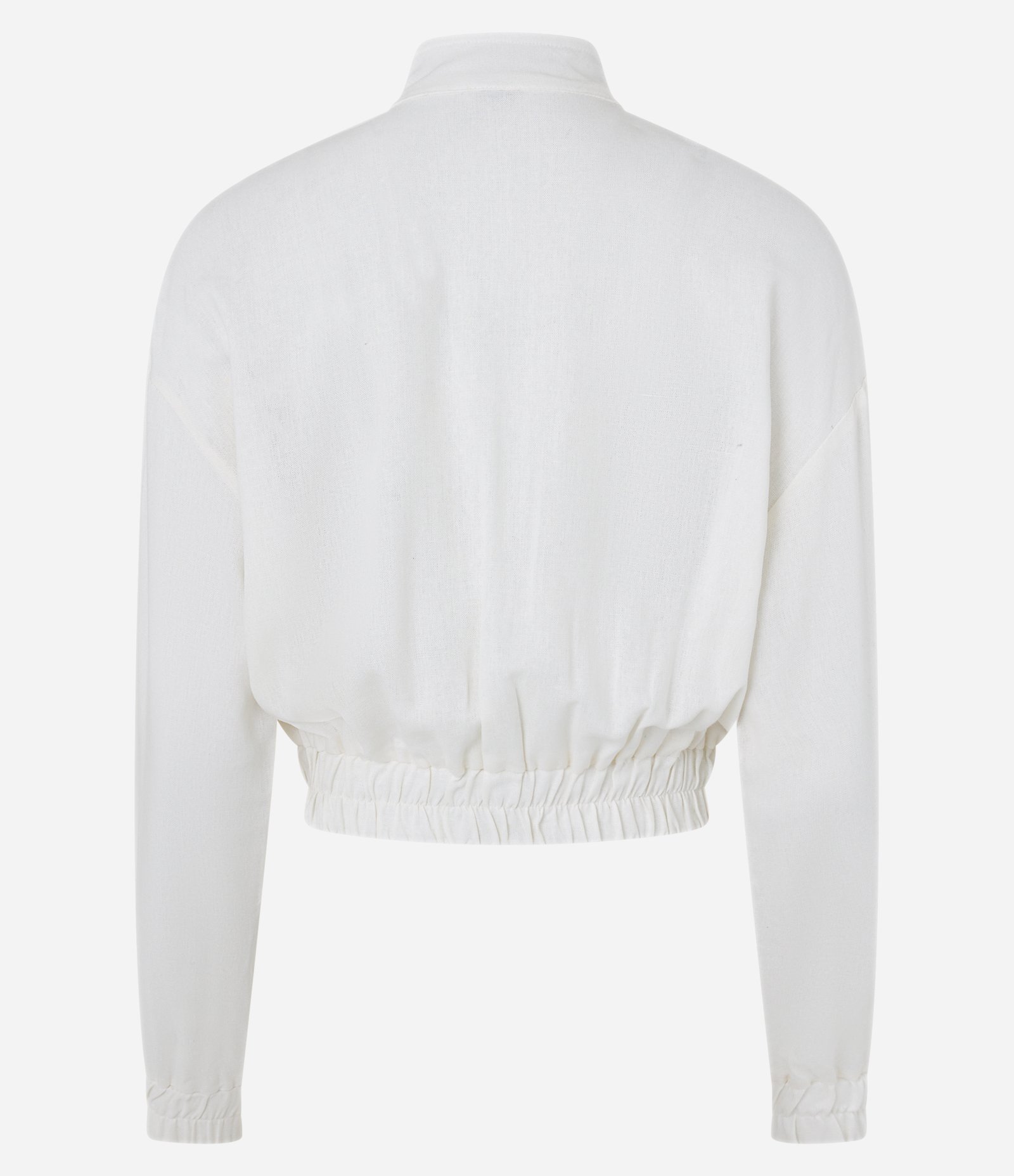 Jaqueta Bomber em Linho e Viscose com Bolsos e Elástico na Barra Branco 7