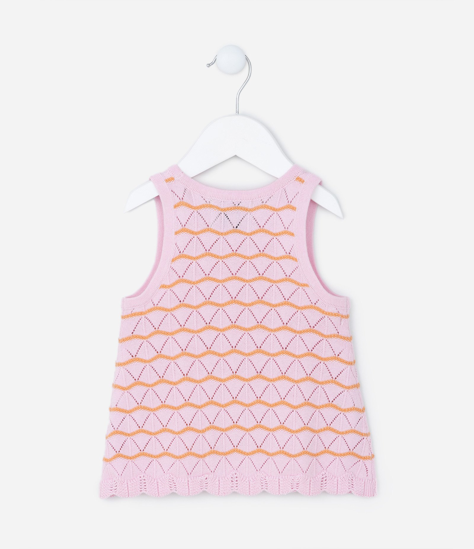 Regata Infantil com Efeito Crochê - Tam 1 a 5 Anos Rosa 2
