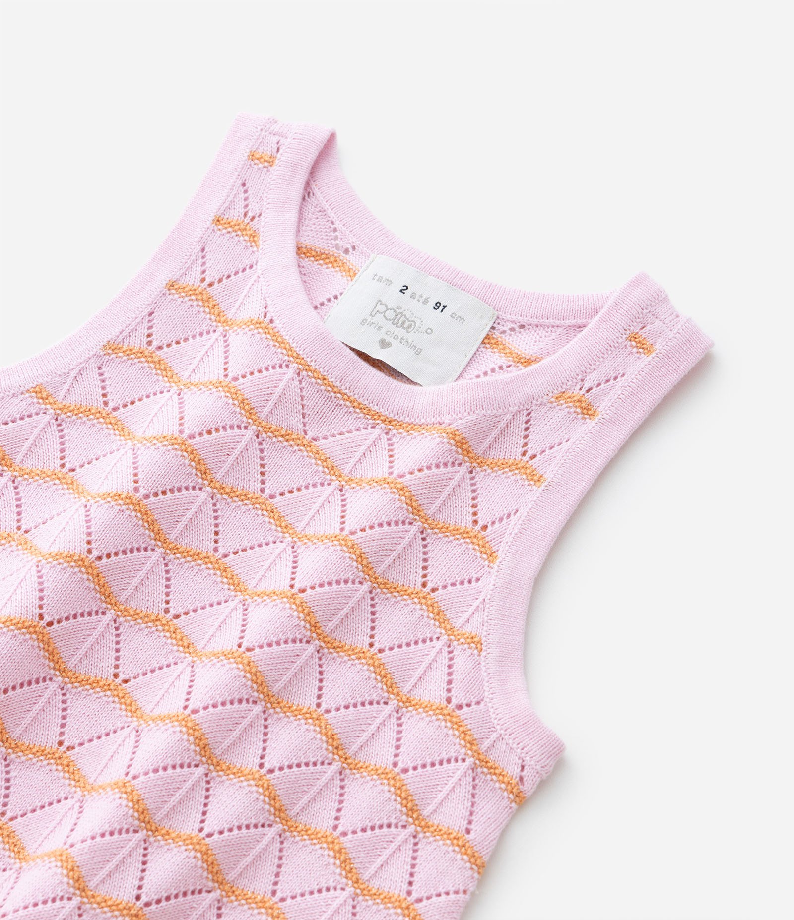 Regata Infantil com Efeito Crochê - Tam 1 a 5 Anos Rosa 4