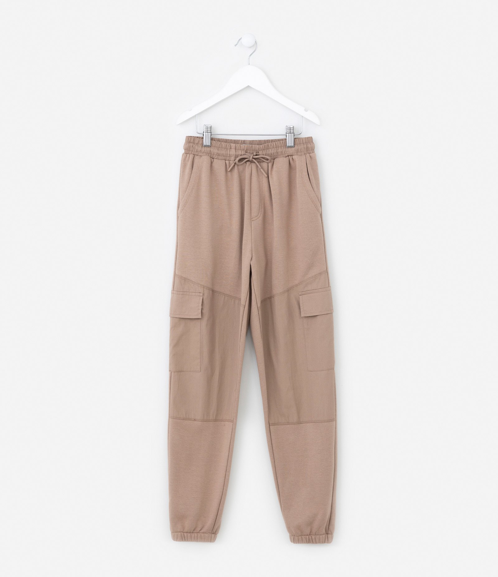 Calça Infantil com Recortes e Bolsos Cargo - Tam 5 a 14 Anos Bege 1