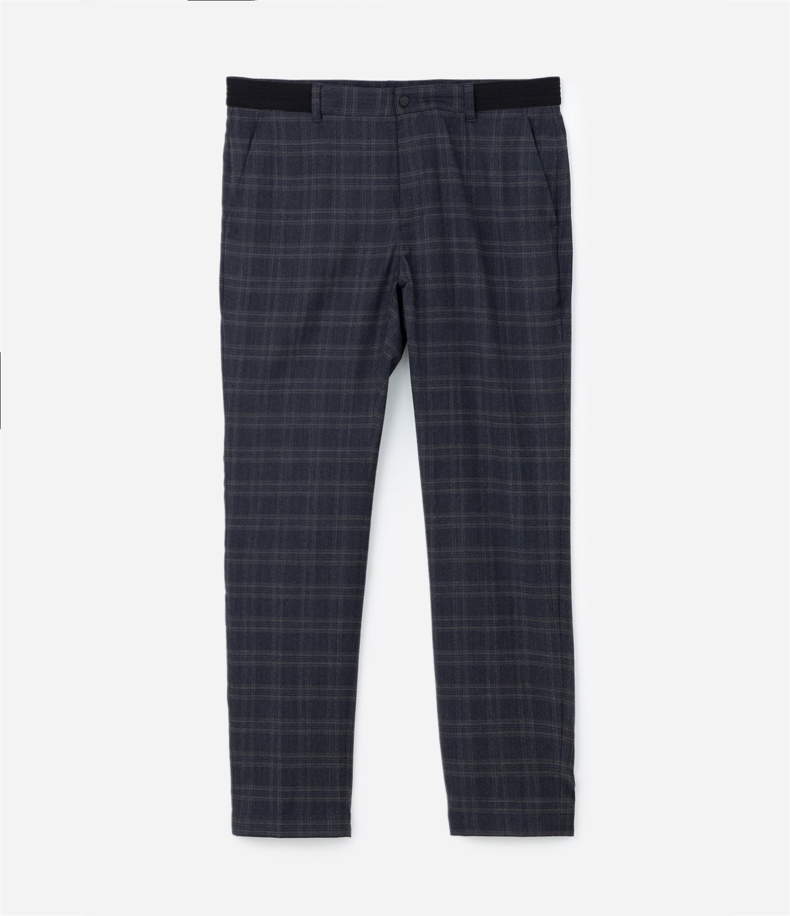 Calça Social Alfaiatada com Estampa Xadrez Azul Escuro 5