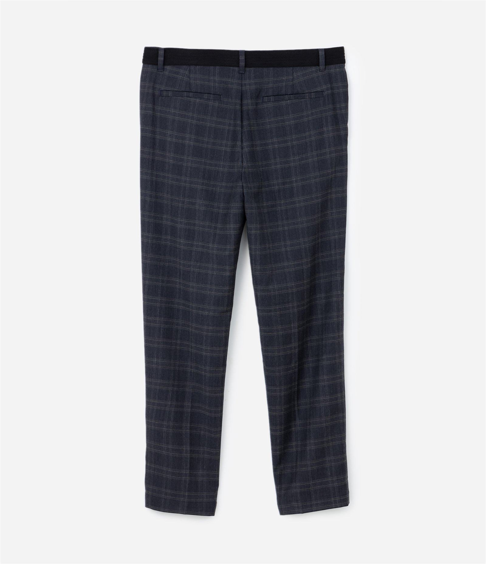 Calça Social Alfaiatada com Estampa Xadrez Azul Escuro 6