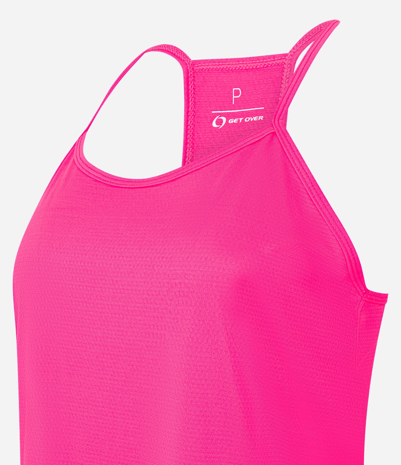 Regata Esportiva em Microfibra com Alças Finas Rosa Neon 2