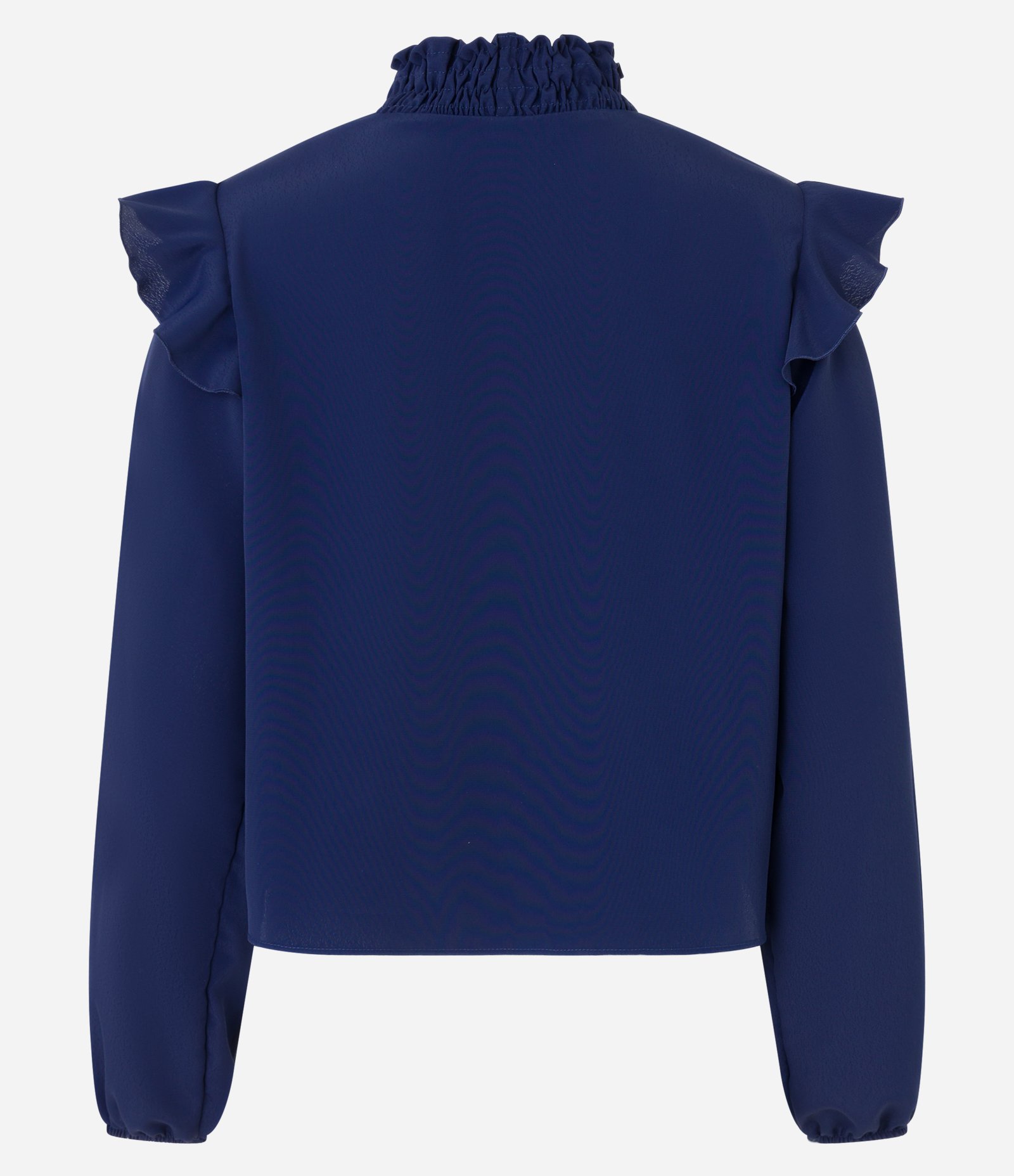 Blusa em Crepe com Lastex na Gola Alta e Babado na Cava 7