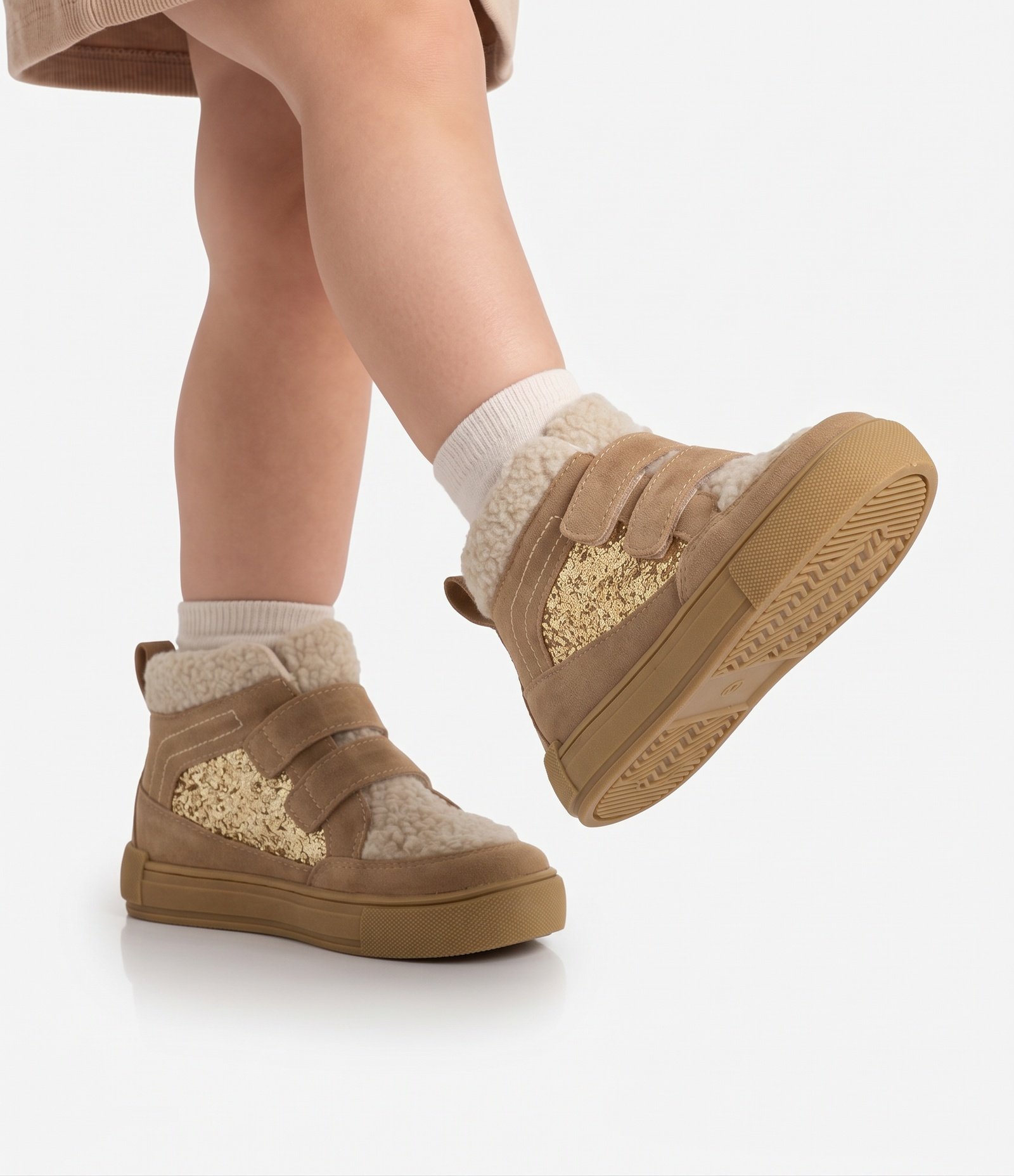 Tênis Botinha Infantil com Forro Quentinho e Glitter na Lateral - Tam 22 ao 29 Marrom Caramelo 9