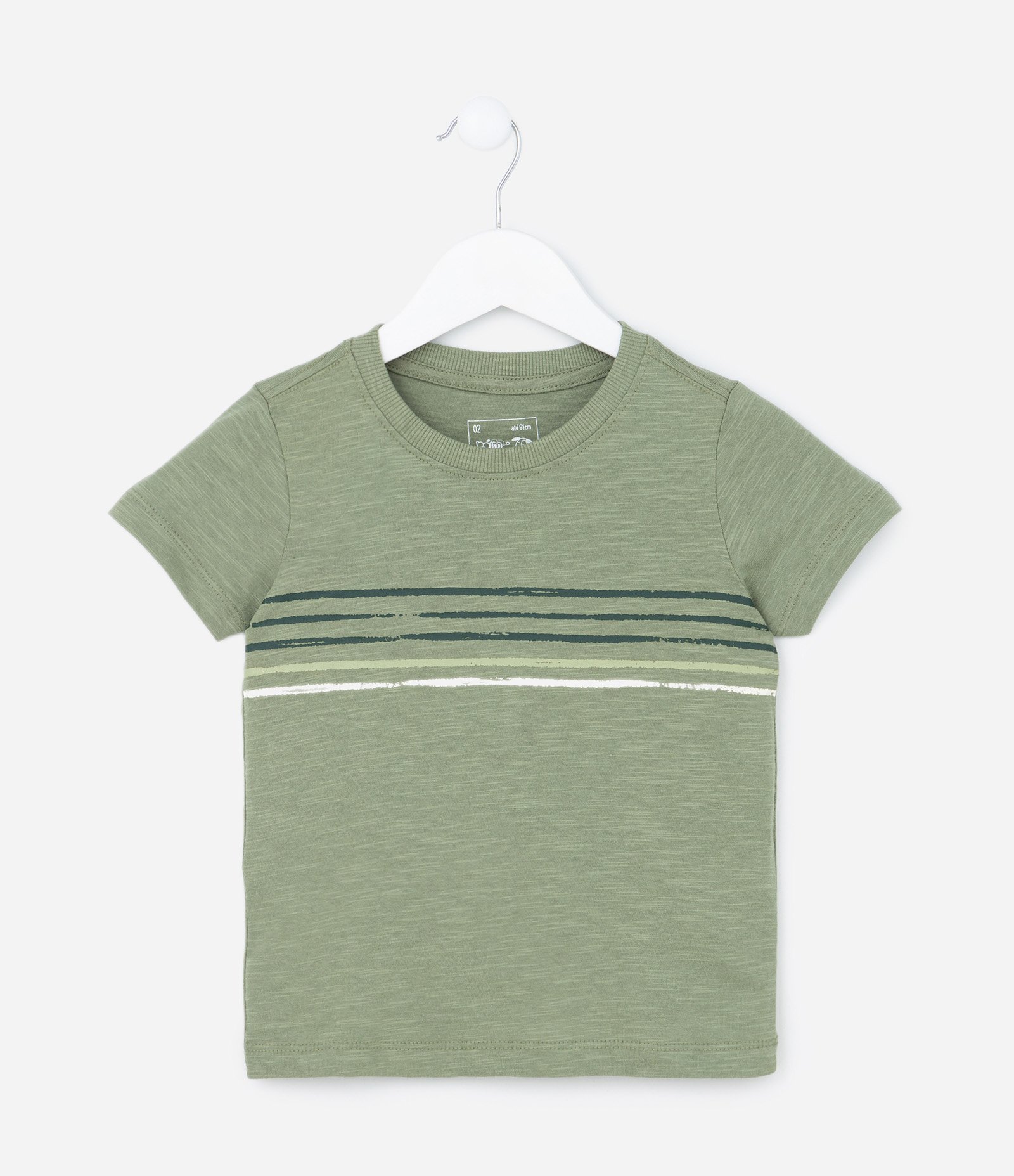 Camiseta Infantil com Listras no Peito - Tam 1 a 5 Anos Verde 1