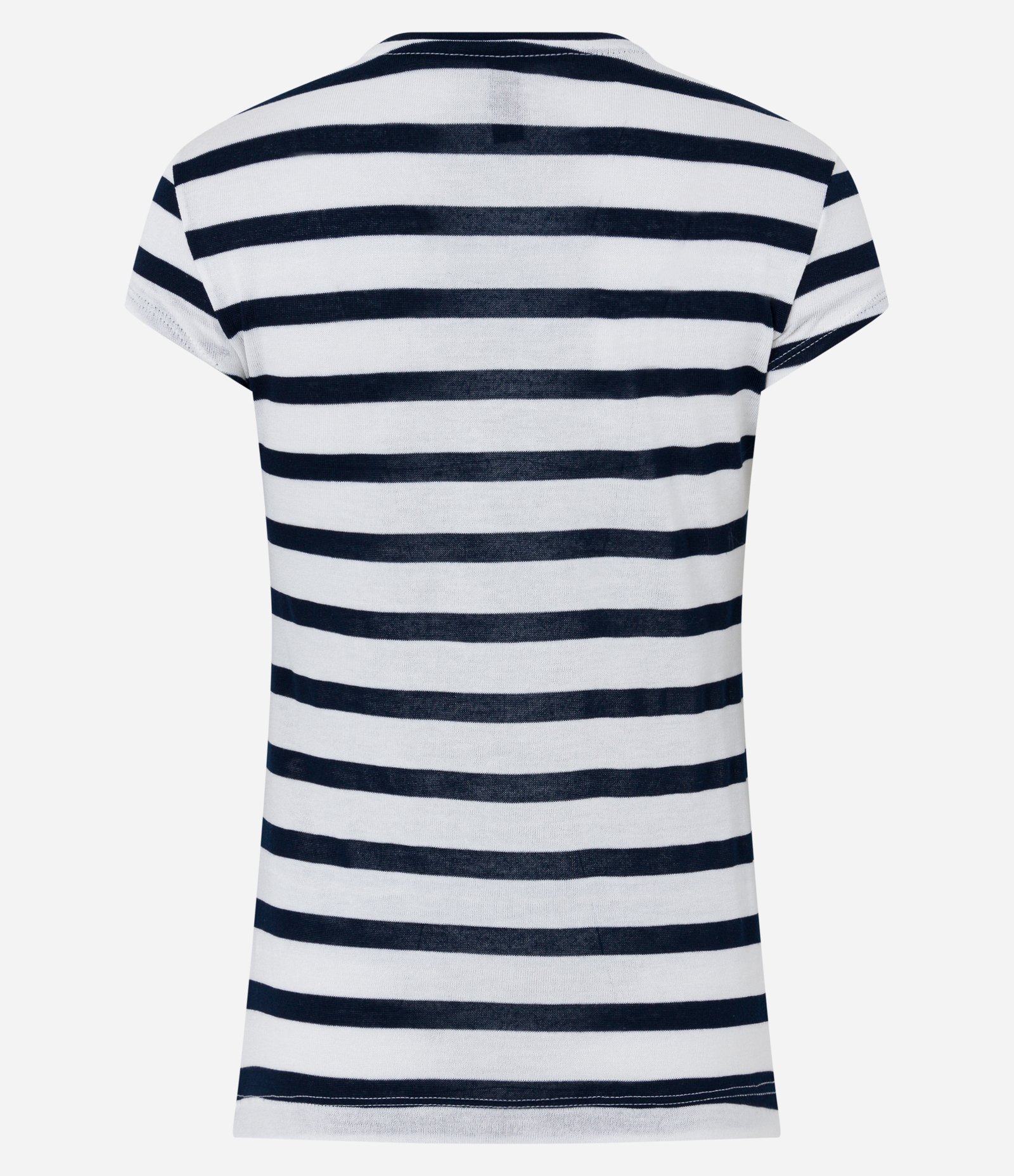 Blusa T-shirt em Meia Malha Listrada Azul 7