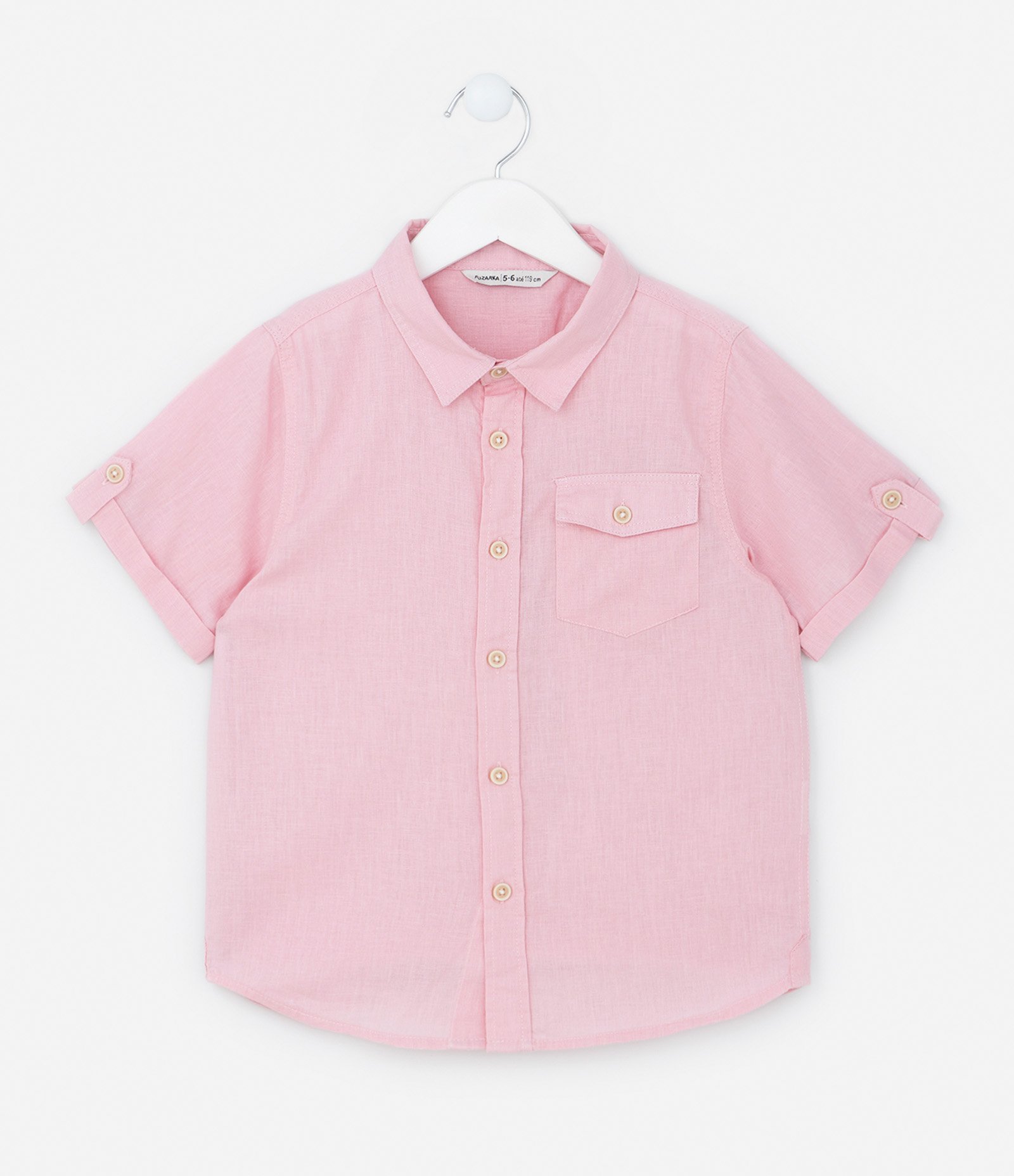 Camisa Infantil com Bolsinho e Botões - Tam 5 a 14 Anos Rosa 1