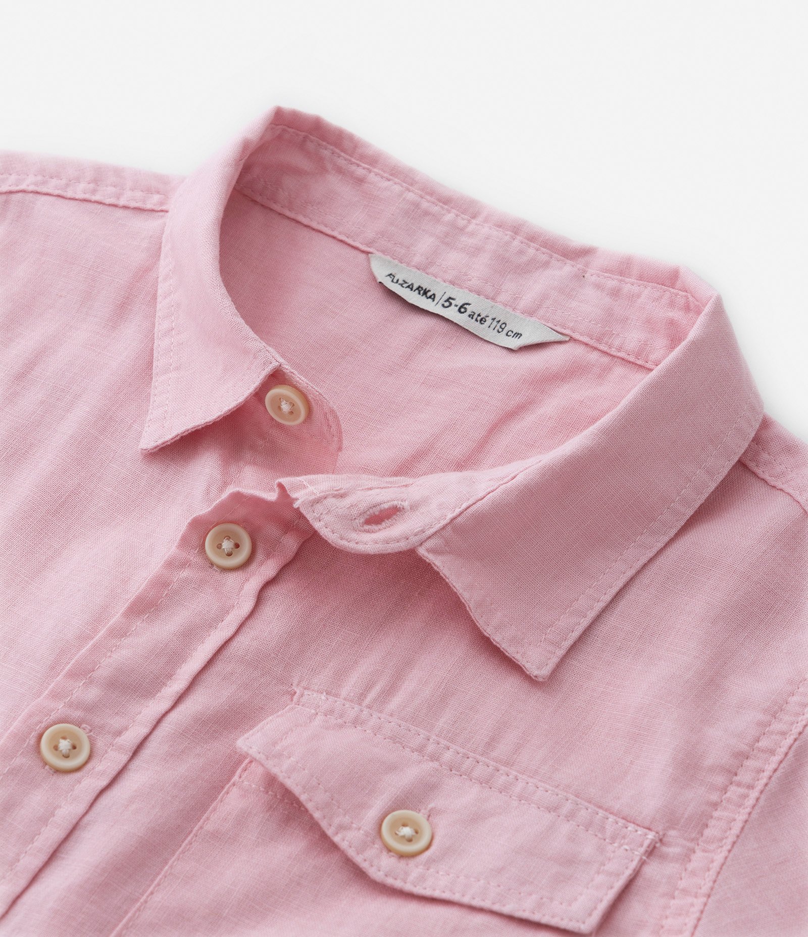 Camisa Infantil com Bolsinho e Botões - Tam 5 a 14 Anos Rosa 5