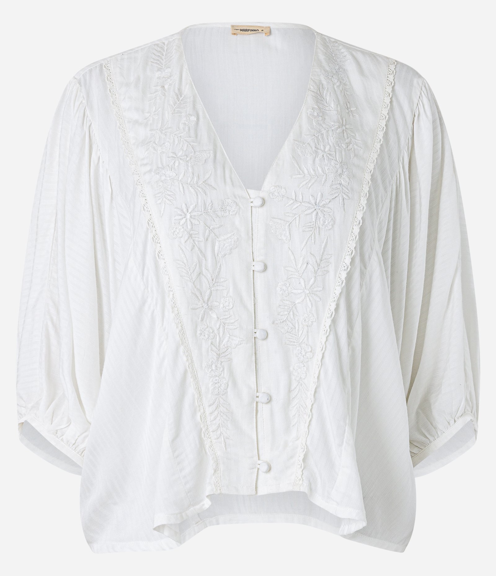 Blusa em Viscose com Abotoamento Frontal e Texturas Branco Neve 7