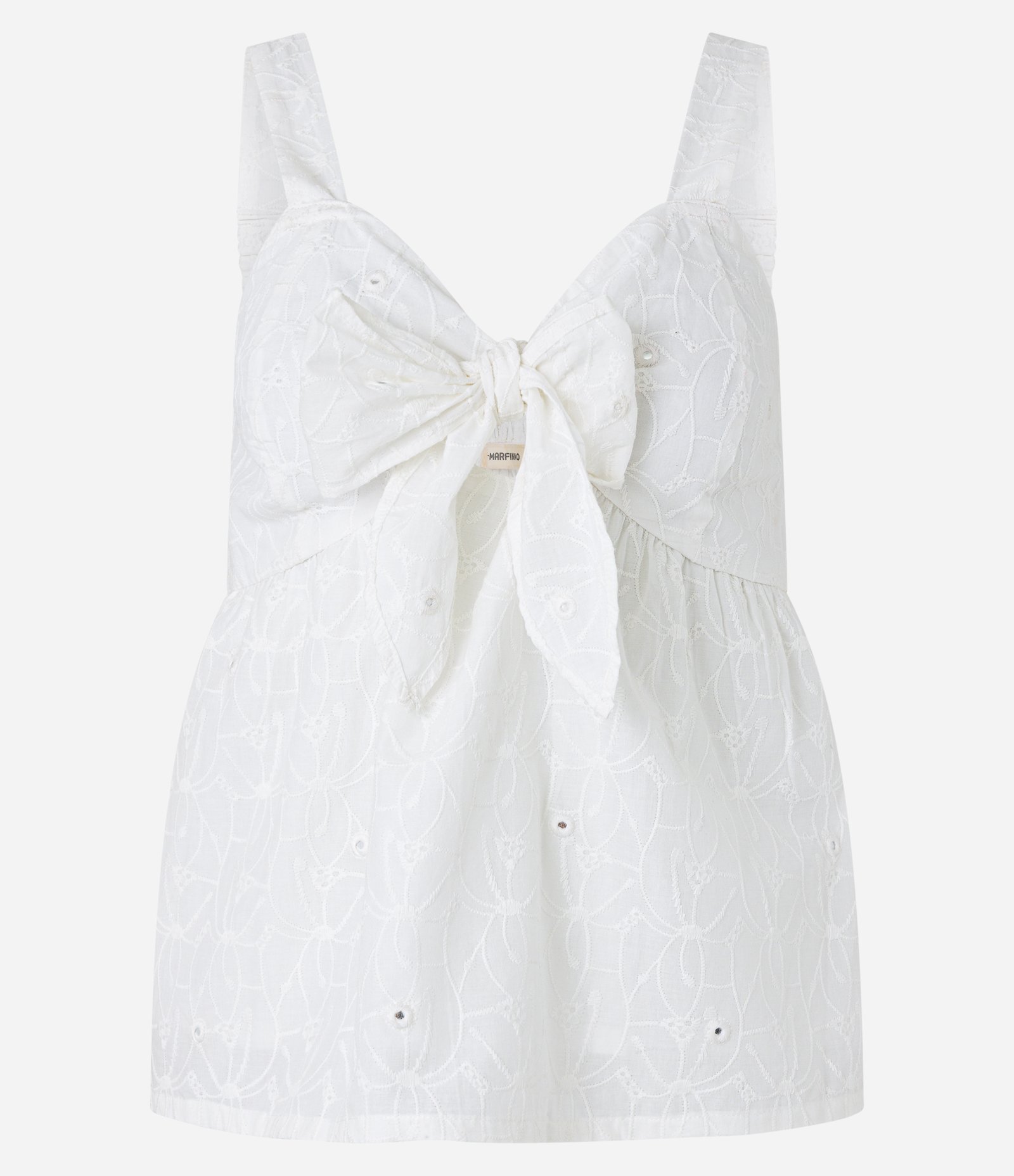 Blusa Sem Manga em Laise com Laço no Busto e Bordados Branco 5