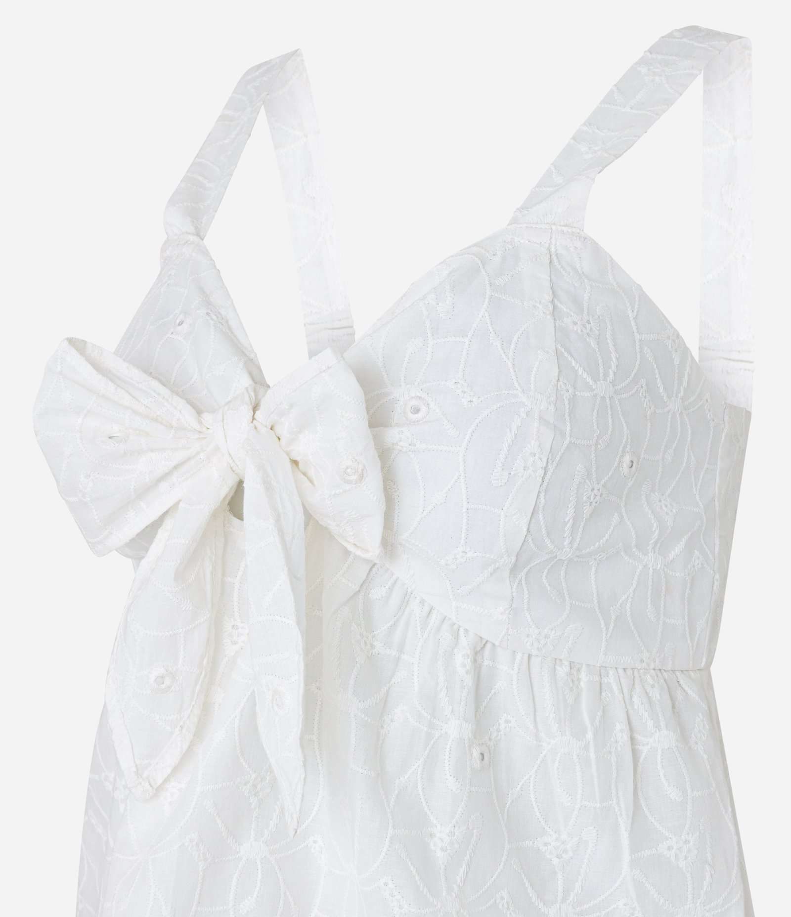 Blusa Sem Manga em Laise com Laço no Busto e Bordados Branco 6