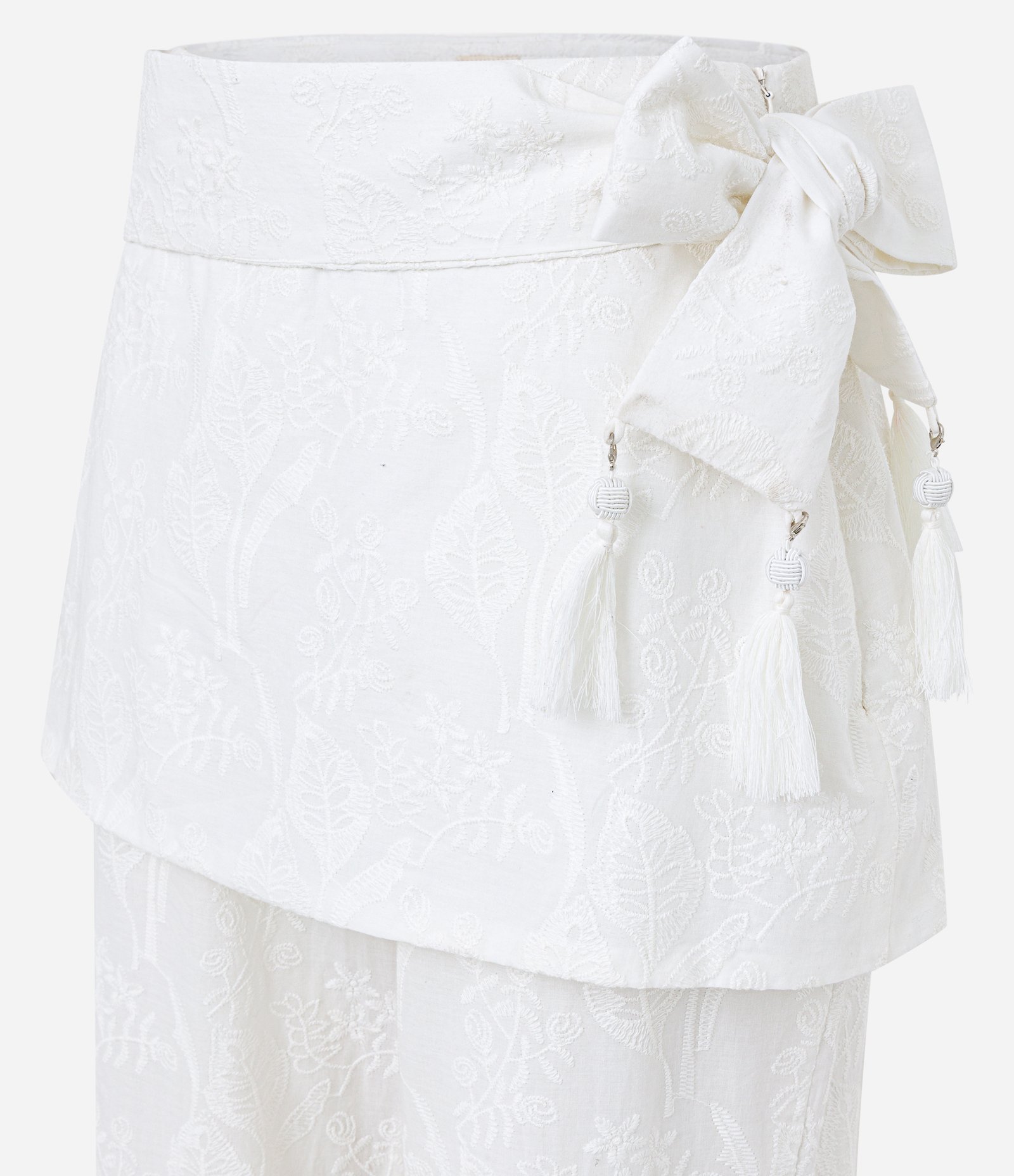 Calça Reta Cintura Alta em Tricoline com Transpasse Saia Branco 2