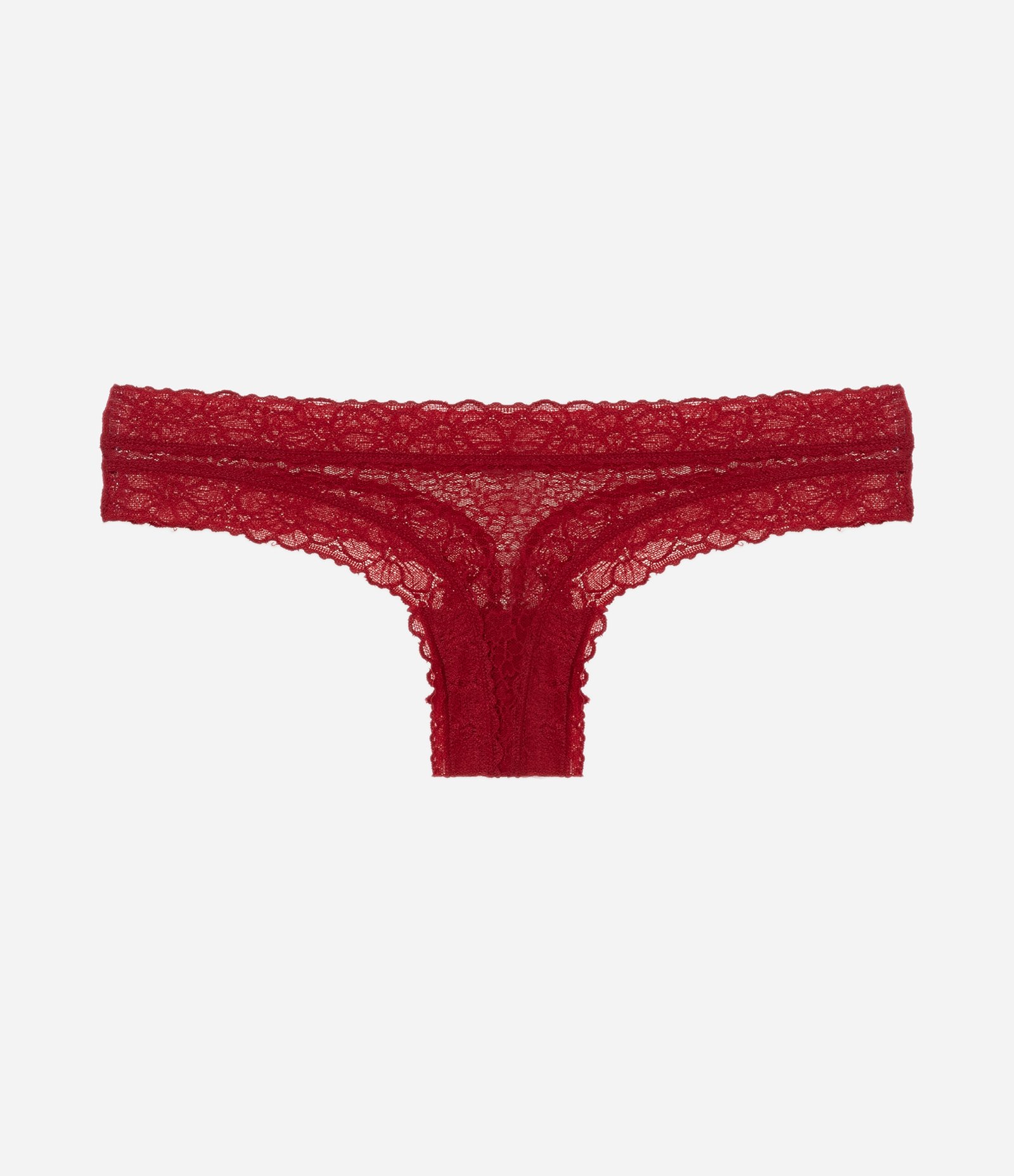 Calcinha Biquíni Fio em Renda Floral Vermelho 4
