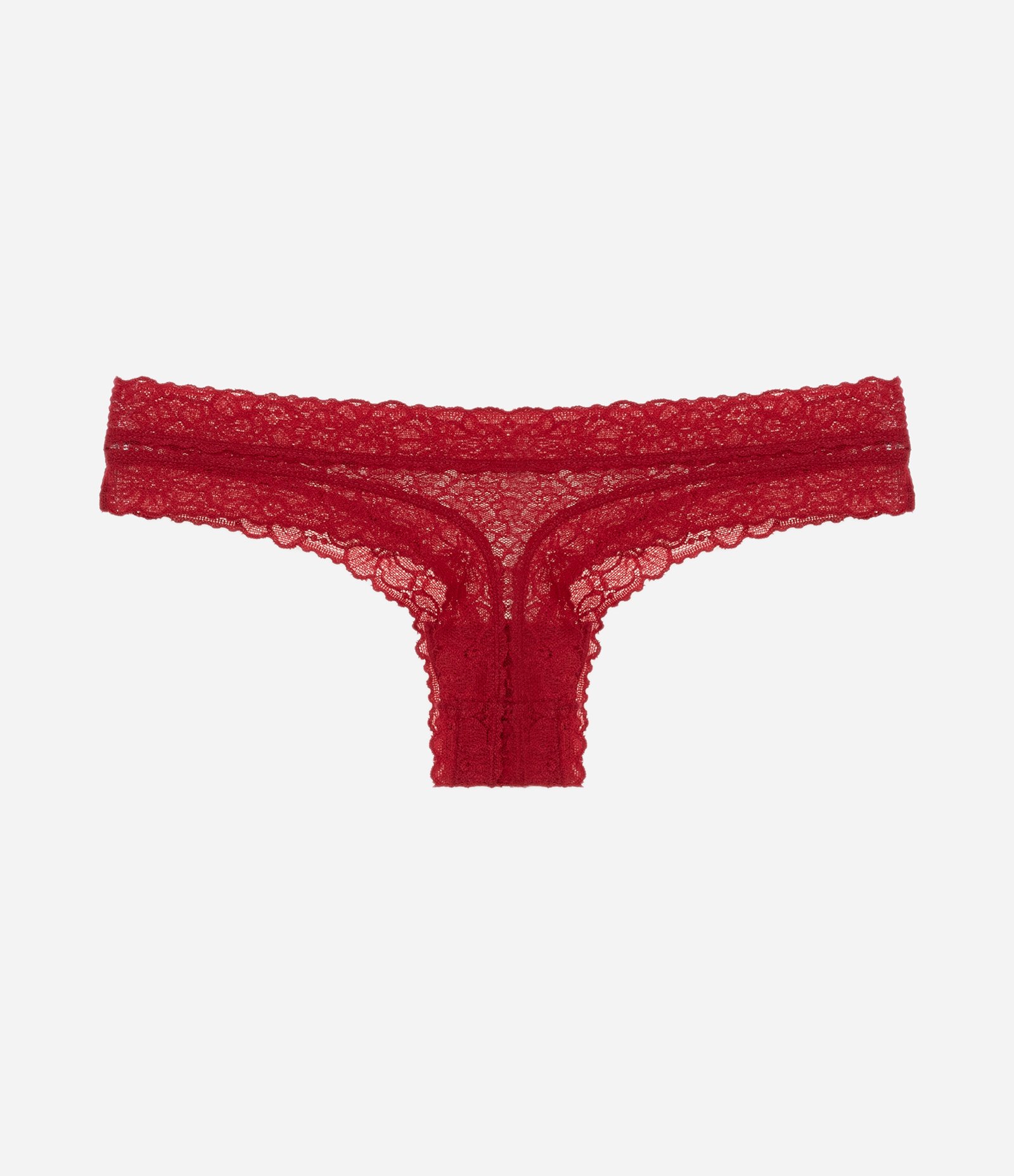 Calcinha Biquíni Fio em Renda Floral Vermelho 5