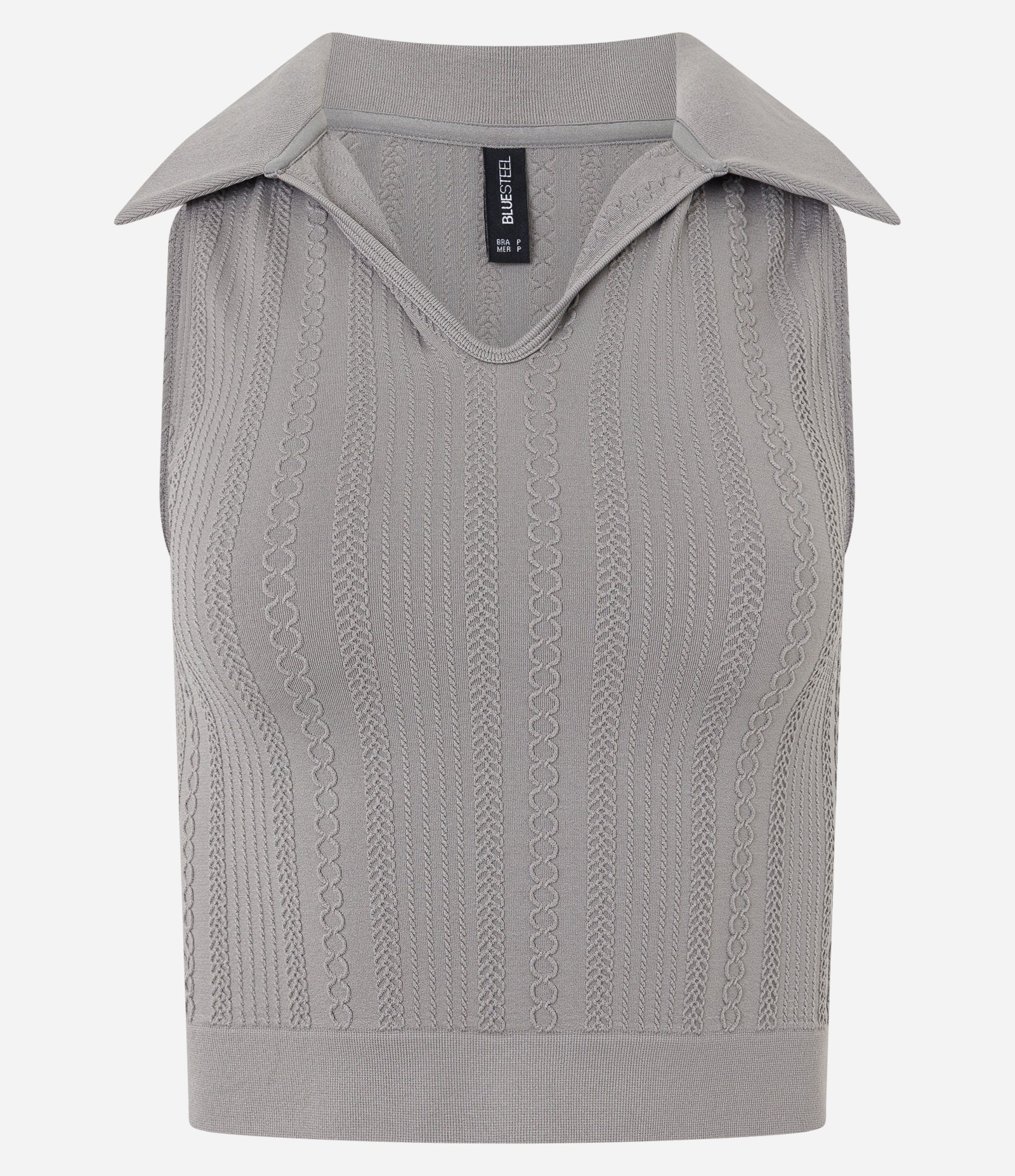 Blusa Cropped Seamless com Gola Polo Cinza 4