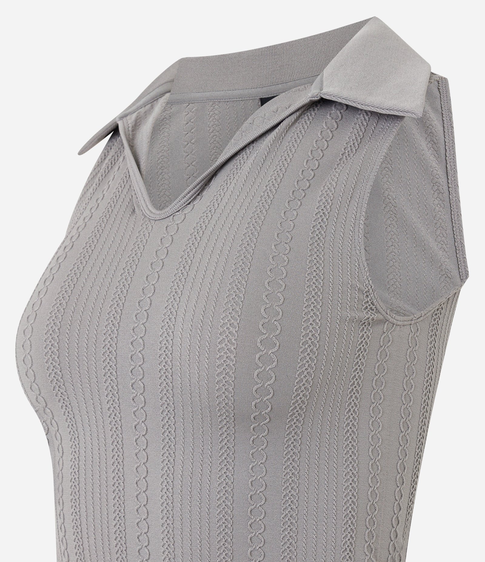 Blusa Cropped Seamless com Gola Polo Cinza 5