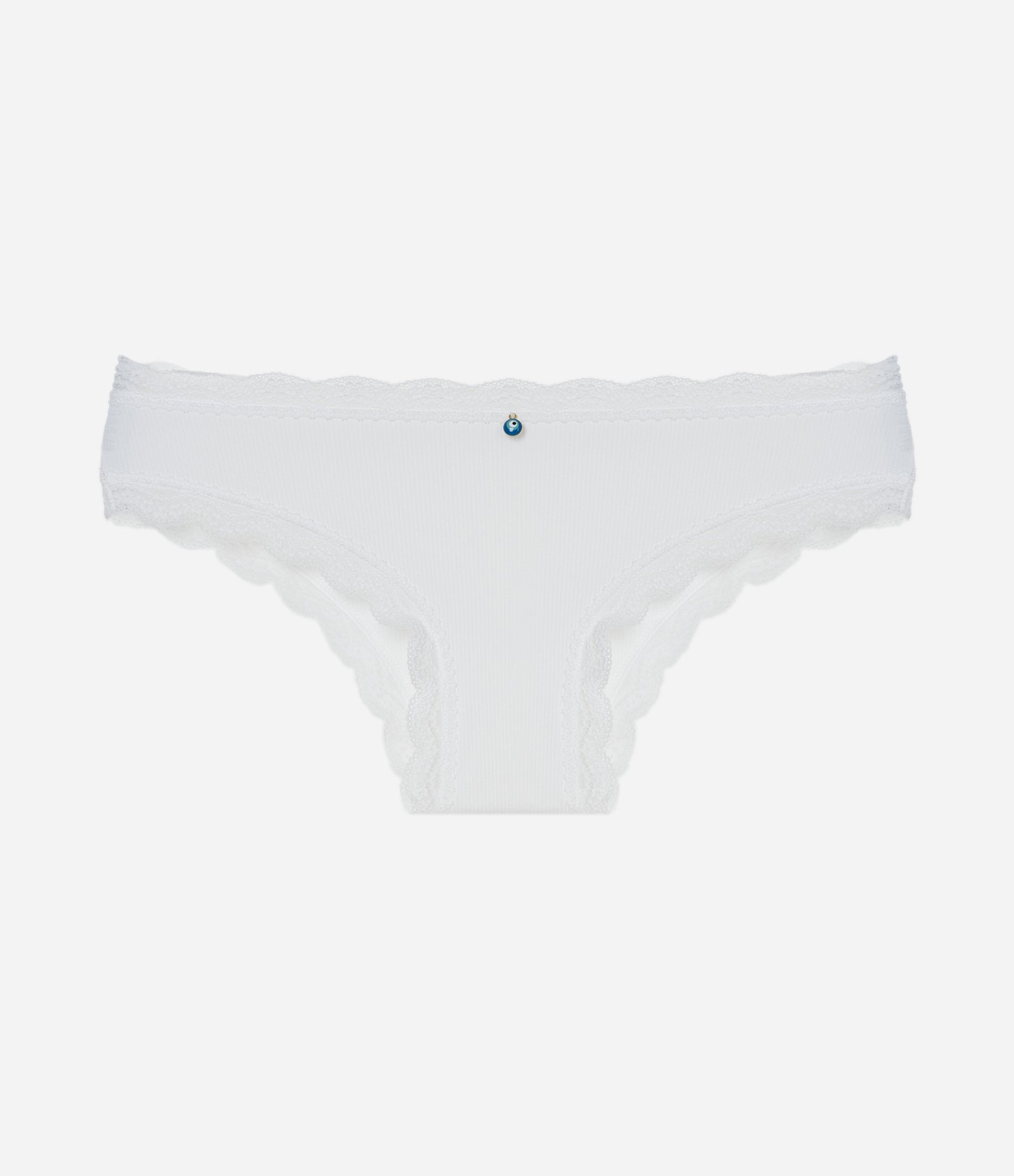 Calcinha Biquíni em Poliamida com Detalhes em Renda Branco Neve 4