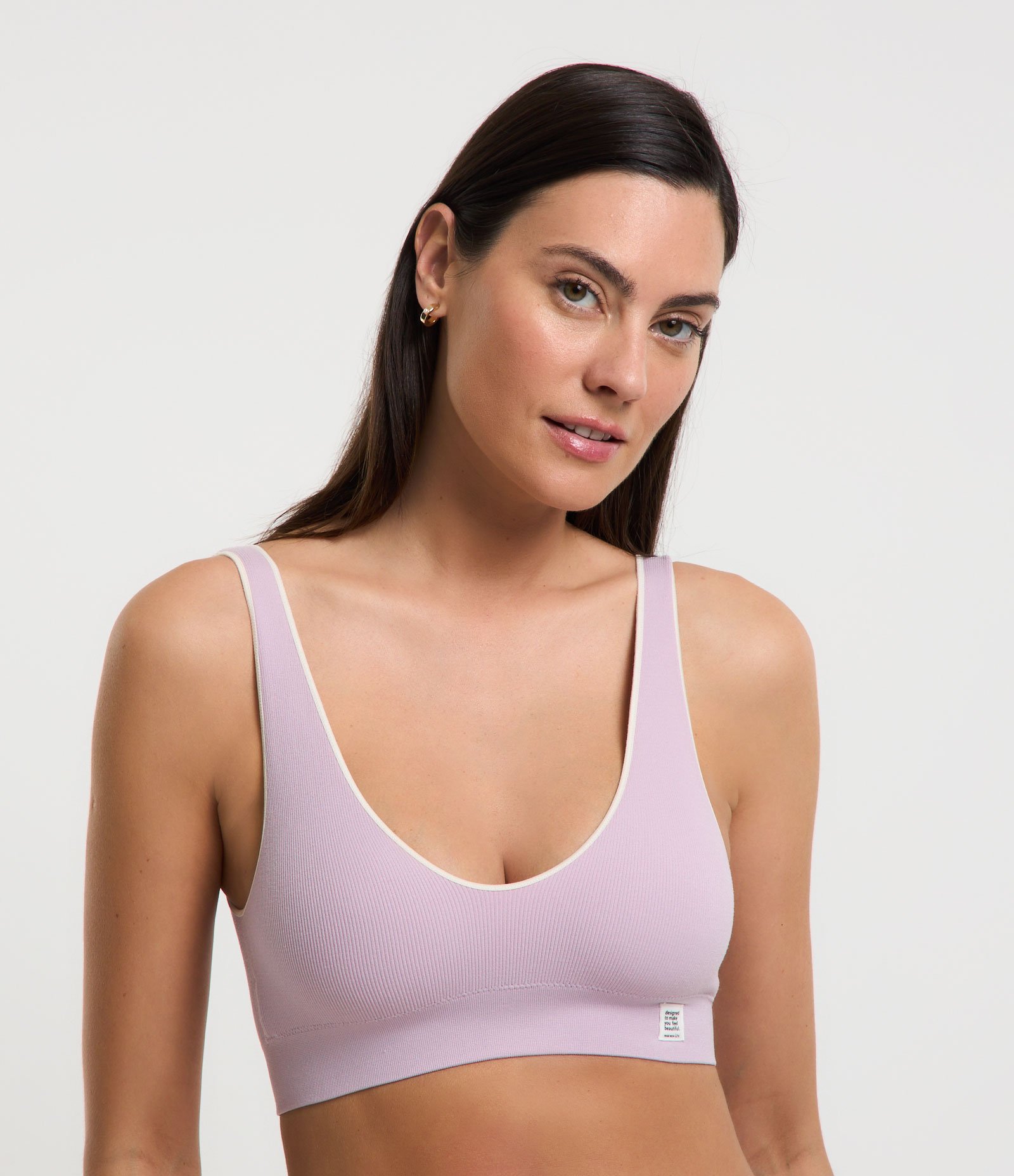 Sutiã Top com Bojo Removível e Textura Canelada Roxo 1