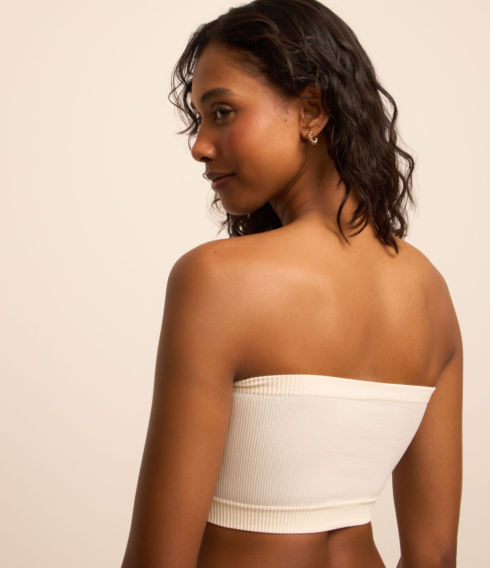 Sutiã Top com Bojo Removivel Seamless Textura Canelada Branco Neve 2