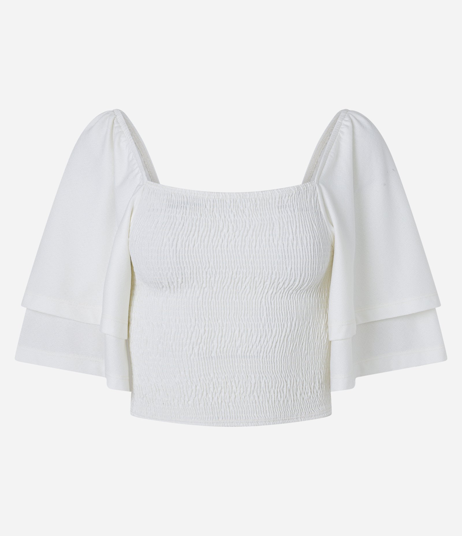 Blusa Curta em Lastex com Manga Godê Branco 4