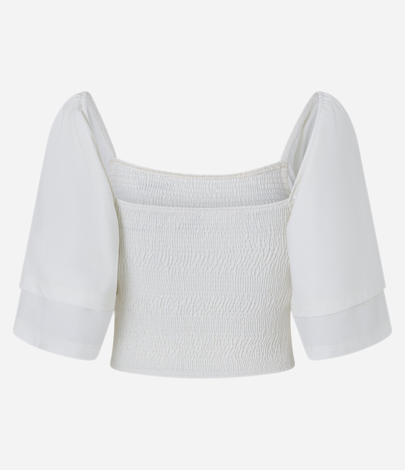 Blusa Curta em Lastex com Manga Godê Branco 5